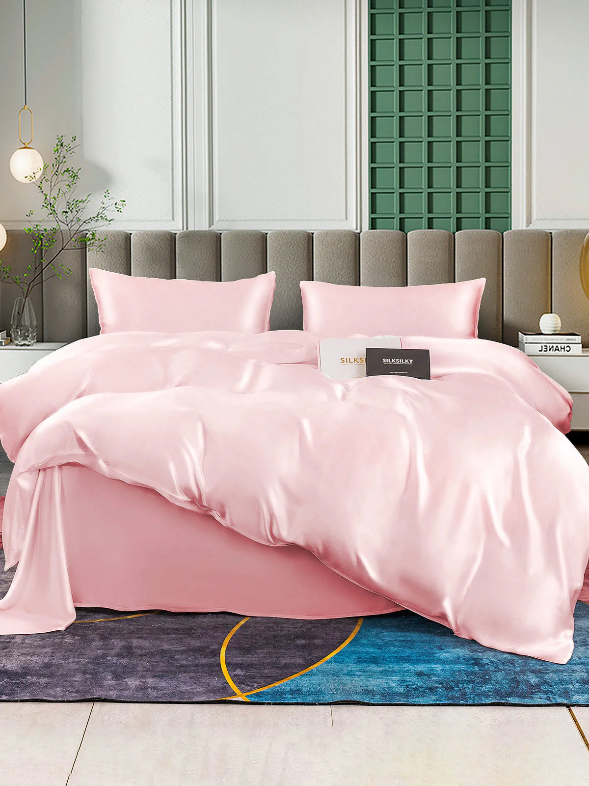 25Momme 4Pcs Silk Set Duvet Cover+Flat Sheet+2x Pillowcases - Image 39