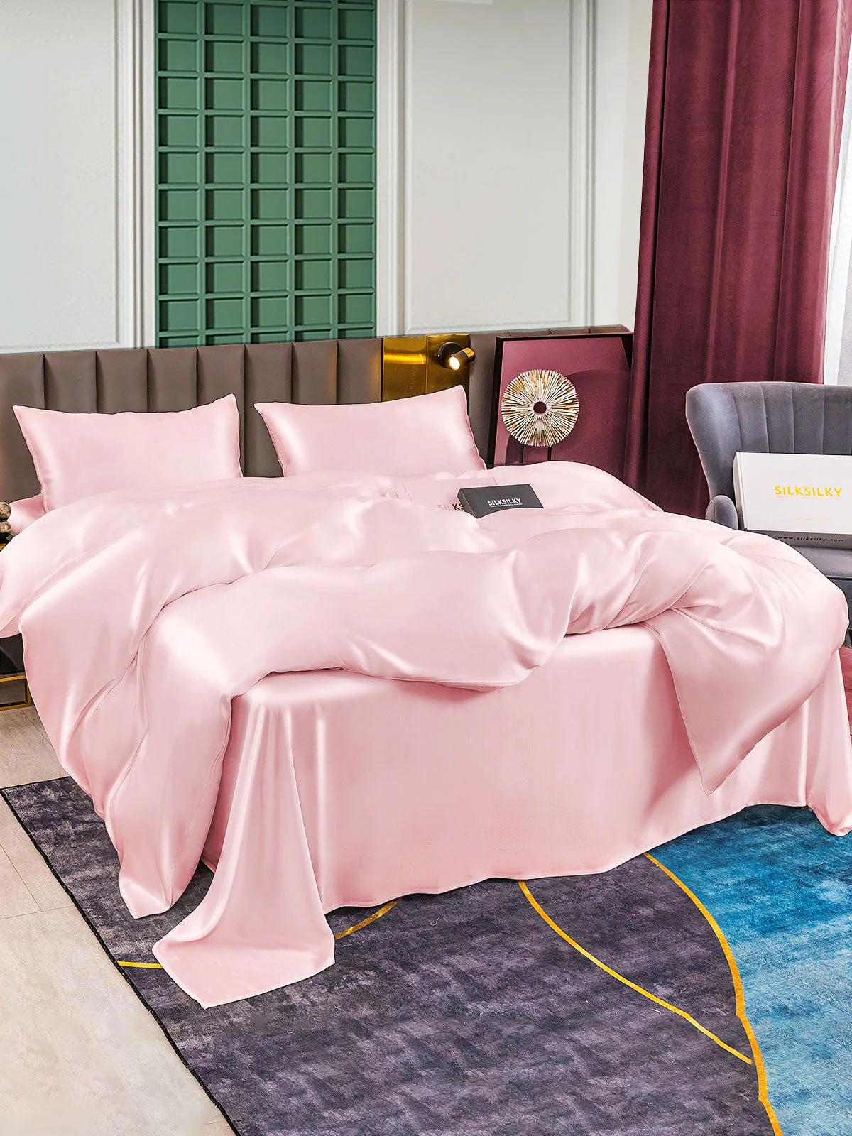 25Momme 4Pcs Silk Set Duvet Cover+Flat Sheet+2x Pillowcases - Image 41