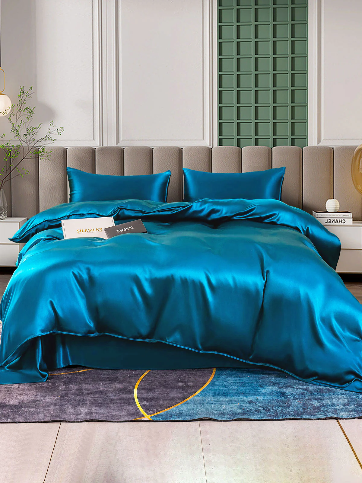 25Momme 4Pcs Silk Set Duvet Cover+Flat Sheet+2x Pillowcases - Image 49