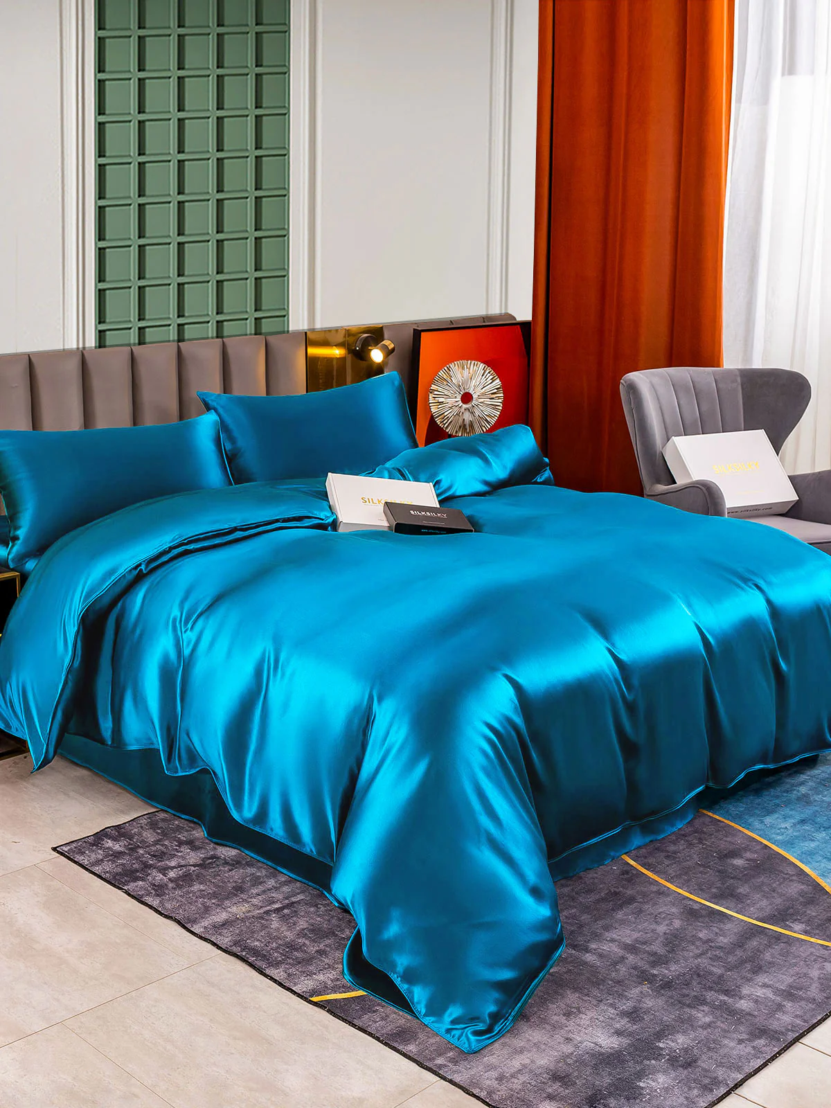 25Momme 4Pcs Silk Set Duvet Cover+Flat Sheet+2x Pillowcases - Image 52