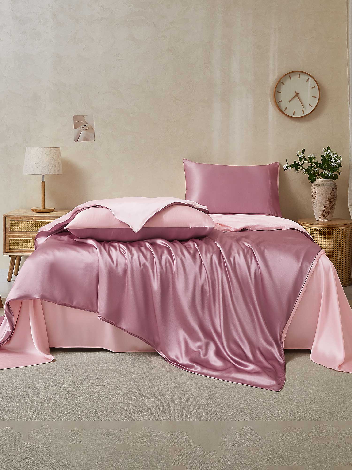 25Momme 4Pcs Silk Set Duvet Cover+Flat Sheet+2x Pillowcases - Image 66