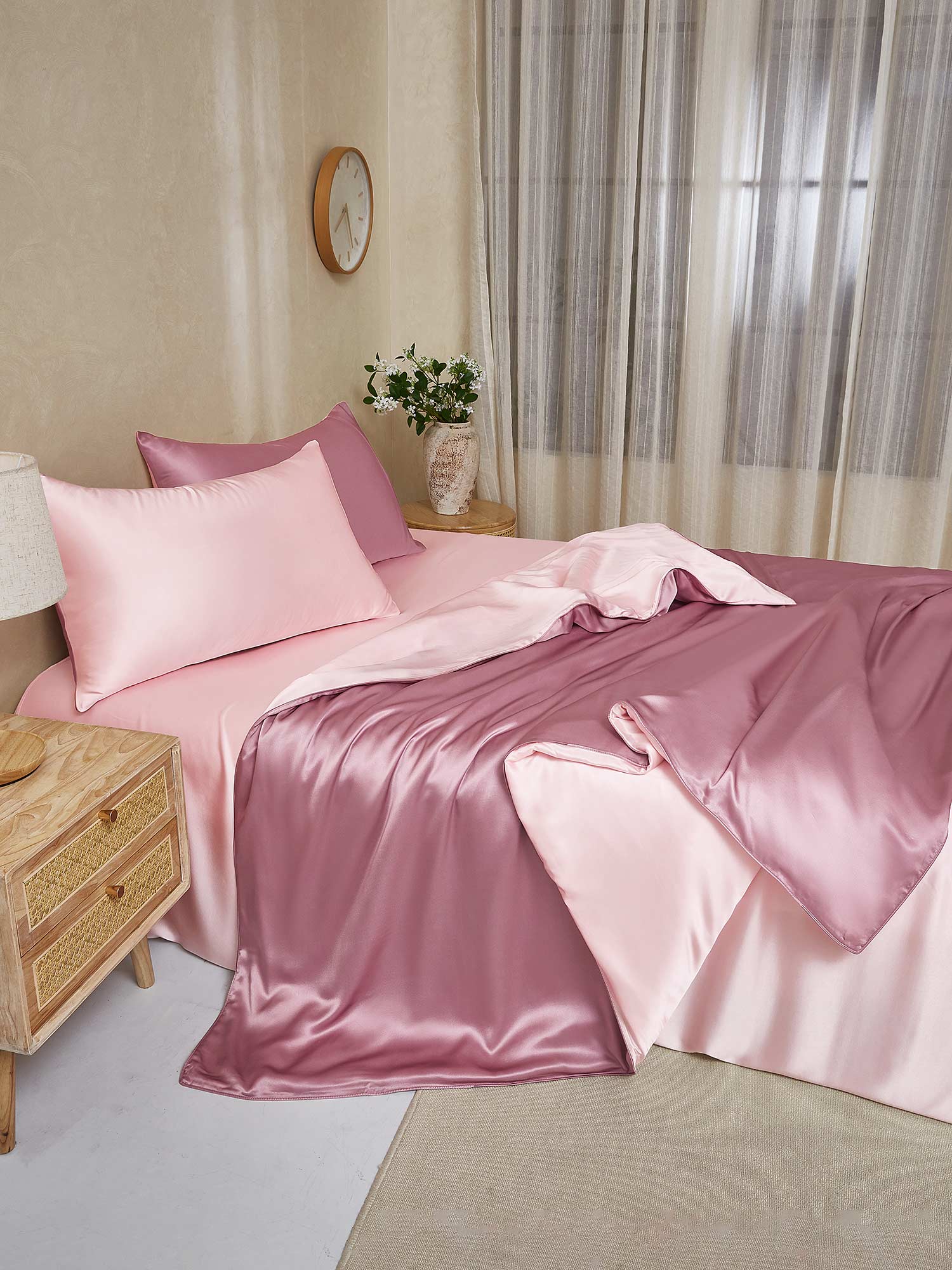 25Momme 4Pcs Silk Set Duvet Cover+Flat Sheet+2x Pillowcases - Image 67