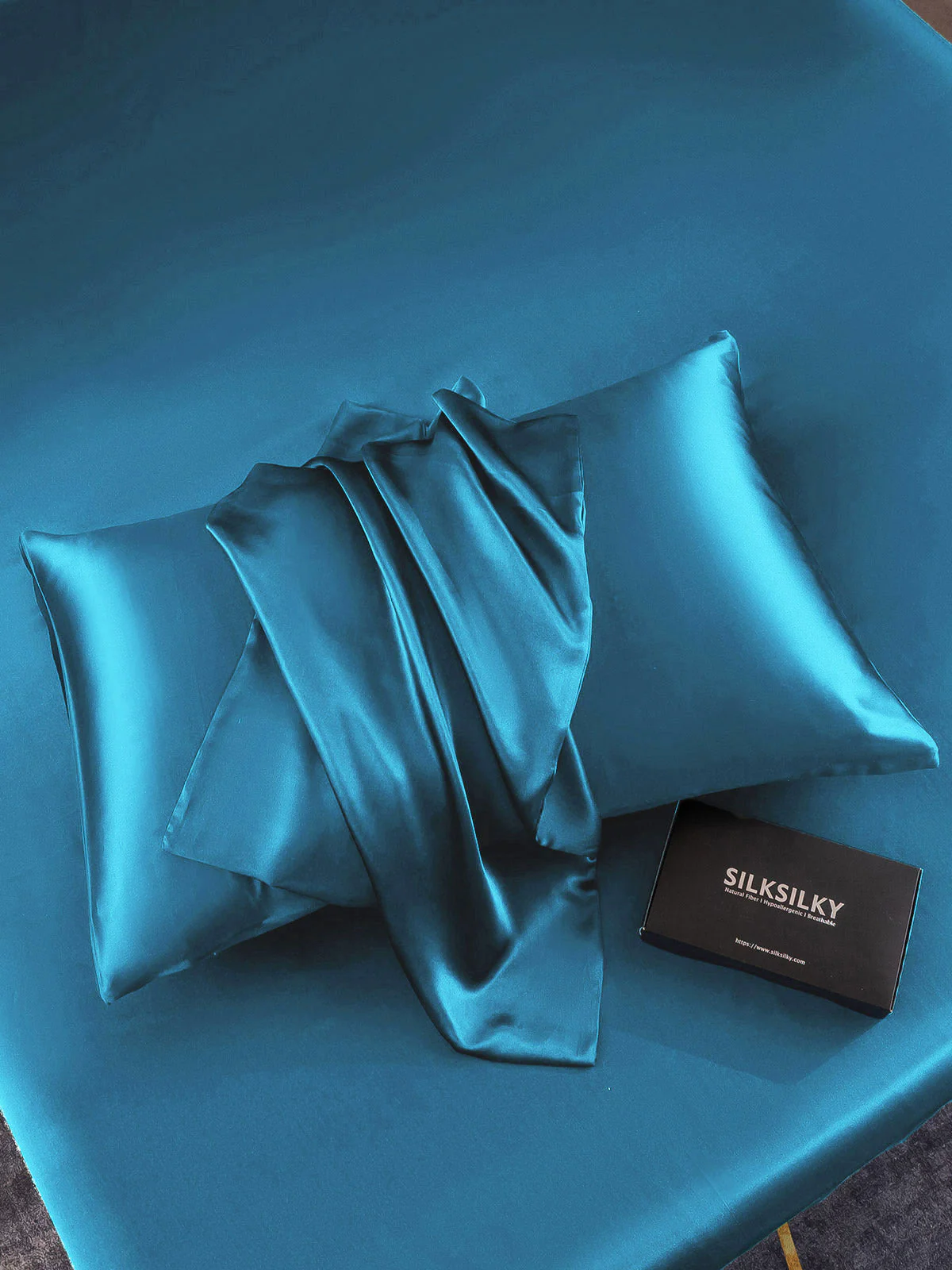 2Pcs 19Momme Pure Silk Pillowcases Bundle - Hidden Zipper - Image 56