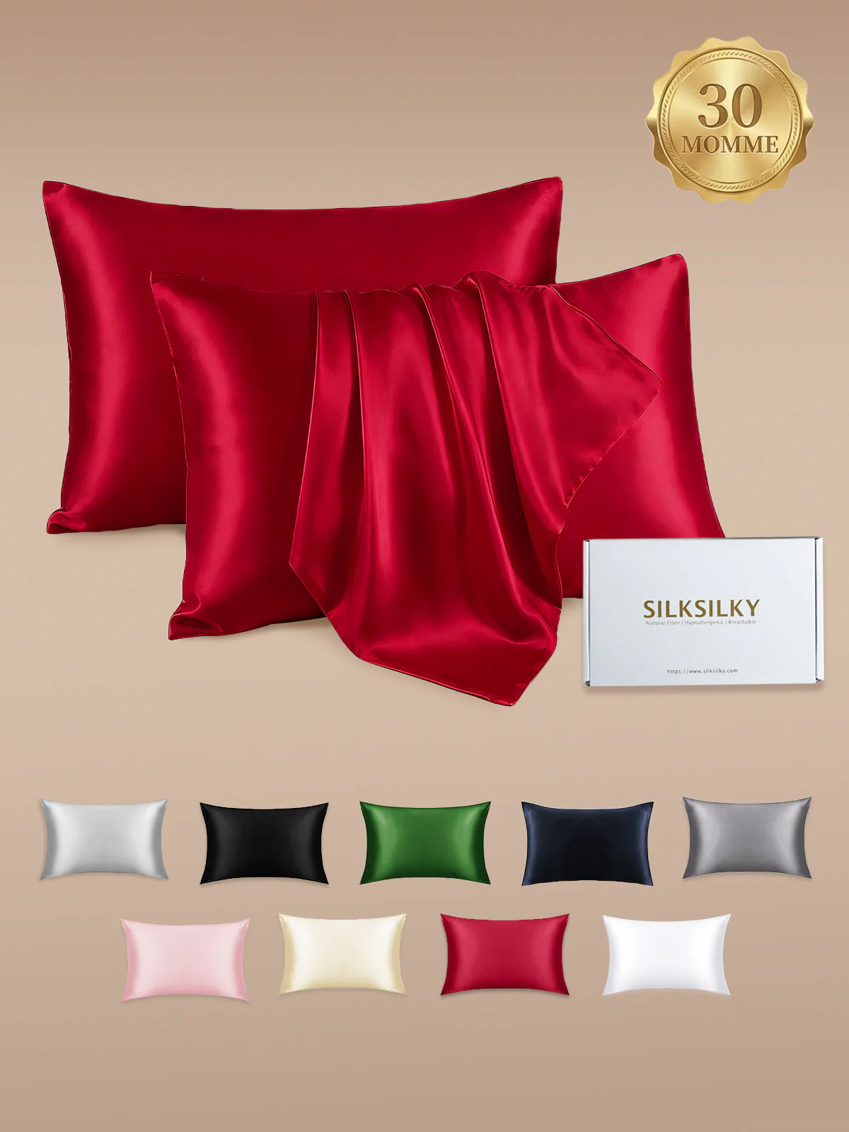 2Pcs 30Momme 100% Silk Pillowcases Bundle- Hidden Zipper - Image 29