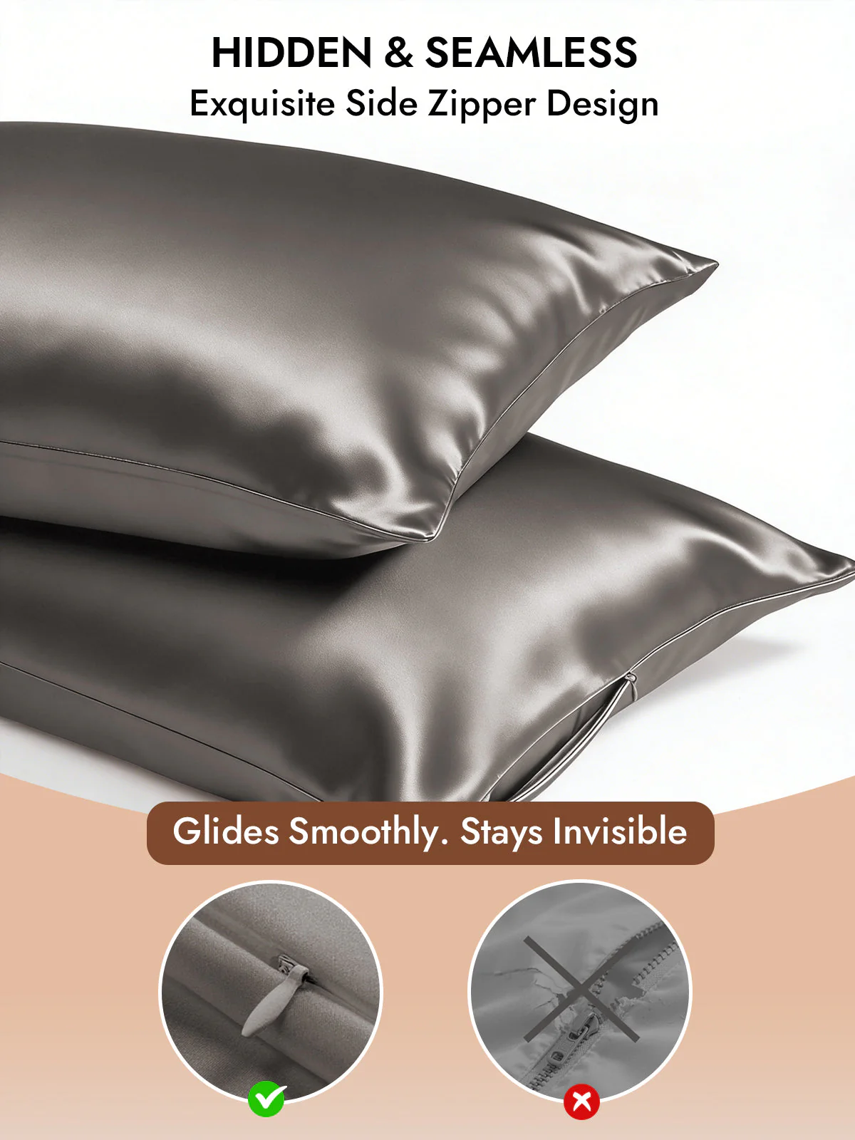 2Pcs 30Momme 100% Silk Pillowcases Bundle- Hidden Zipper - Image 41