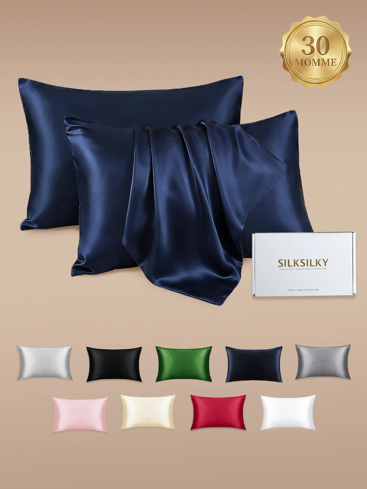 2Pcs 30Momme 100% Silk Pillowcases Bundle- Hidden Zipper - Image 43