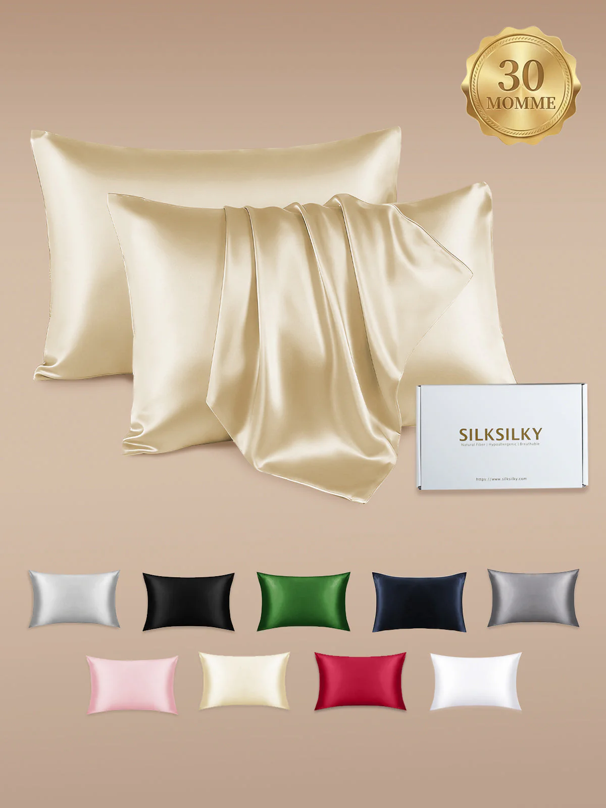 2Pcs 30Momme 100% Silk Pillowcases Bundle- Hidden Zipper - Image 50