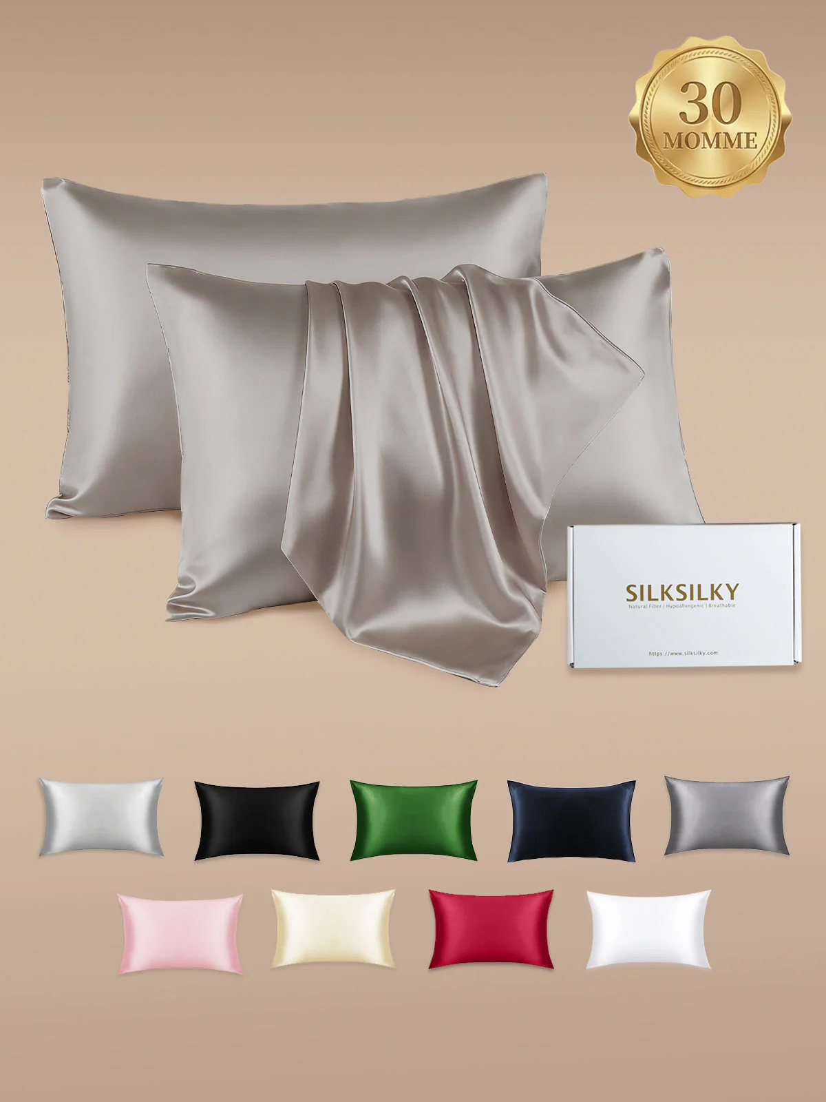 2Pcs 30Momme 100% Silk Pillowcases Bundle- Hidden Zipper - Image 57