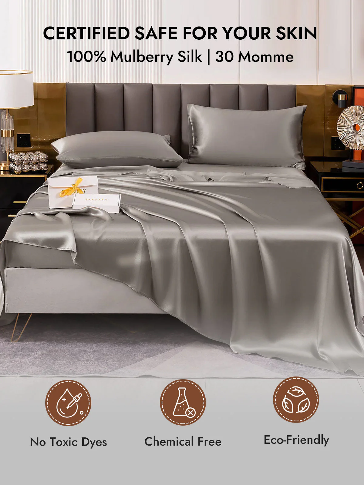 2Pcs 30Momme 100% Silk Pillowcases Bundle- Hidden Zipper - Image 63