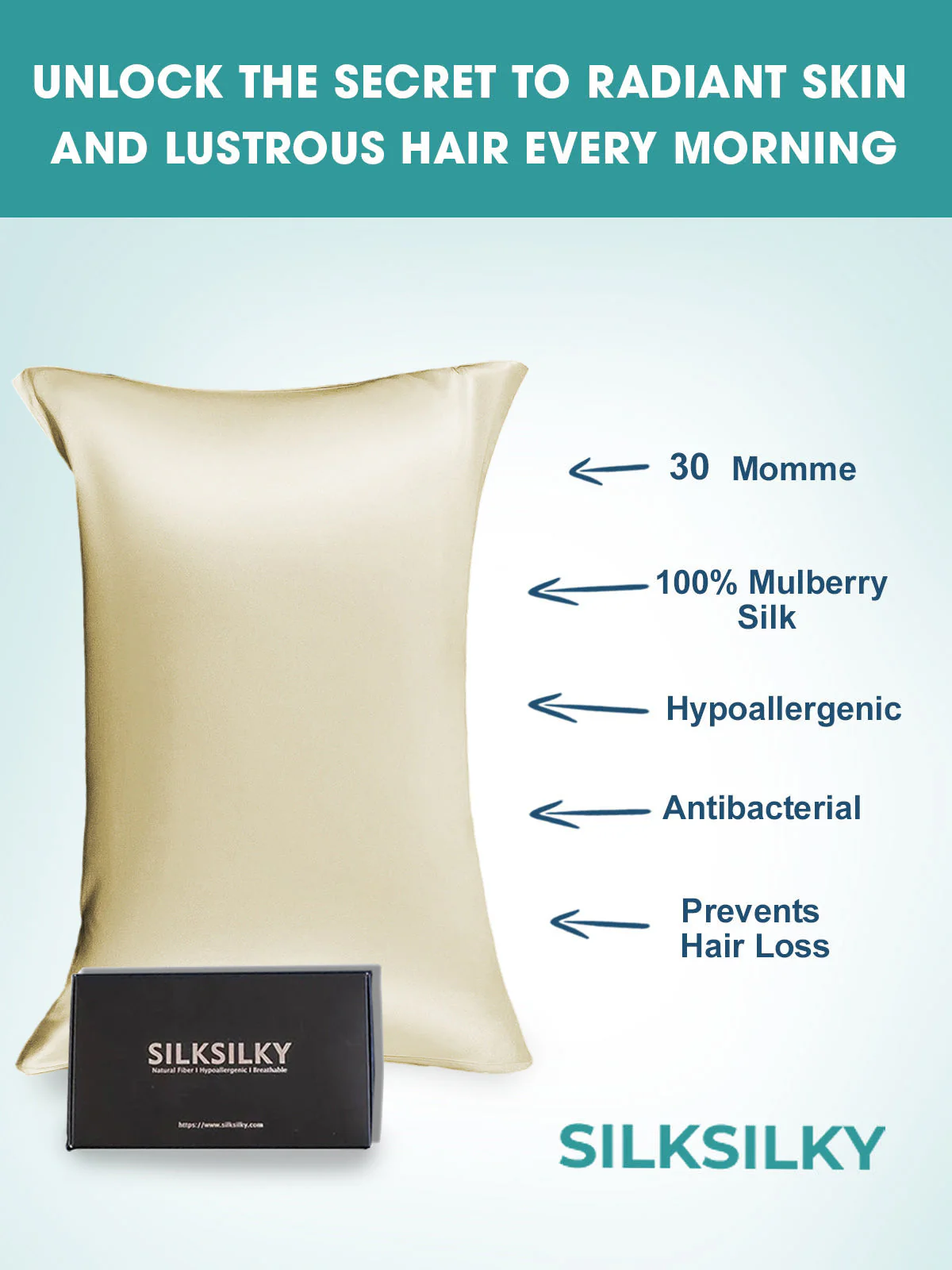 30Momme Luxurious 100% Silk Pillowcase - Hidden Zipper - Image 46