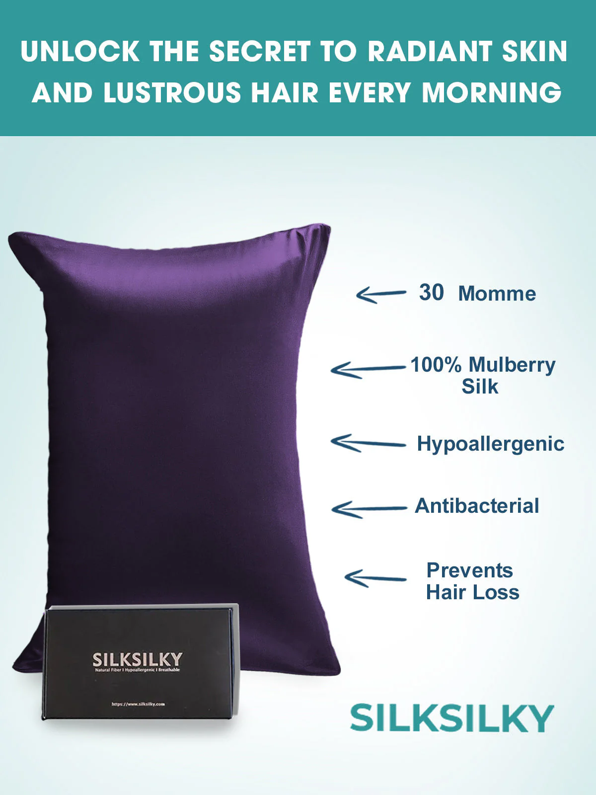 30Momme Luxurious 100% Silk Pillowcase - Hidden Zipper - Image 58