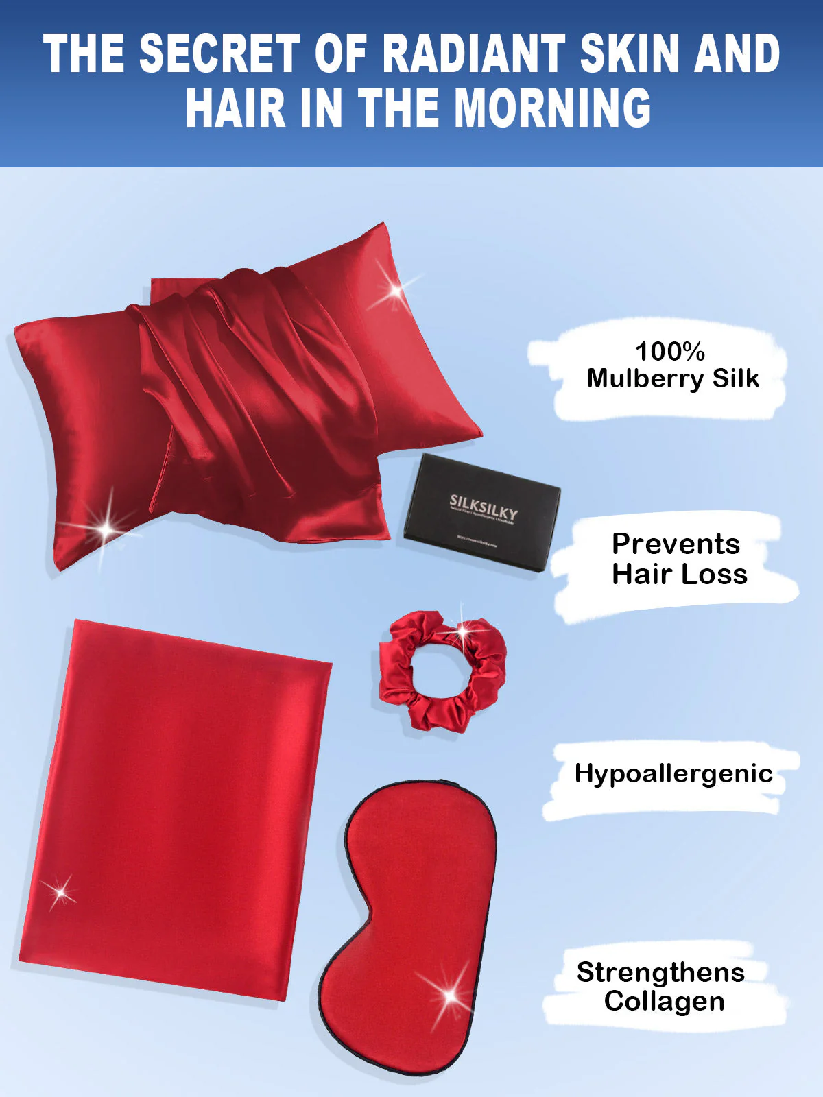 19Momme 3Pcs Set Silk Skin-Friendly Beauty Sleep Set (Hidden Zipper Pillowcase) - Image 28