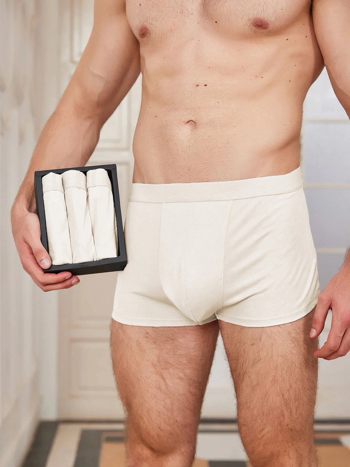 3Pcs Mens Pure Silk Boxer Briefs Underwear - Image 25