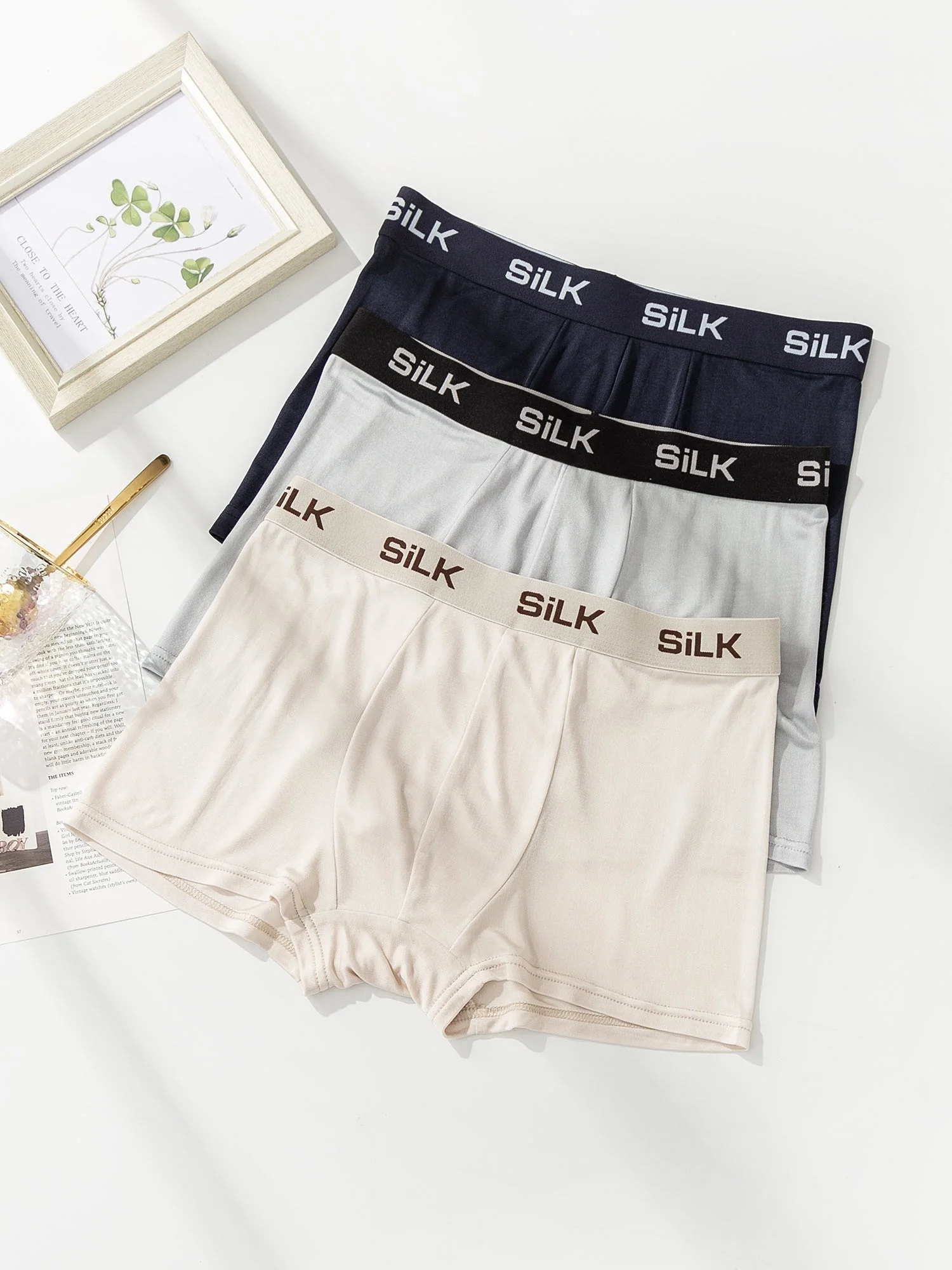 3Pcs Men‘s Ultra Soft Comfy Pure Silk Boxer Underwear - Image 20