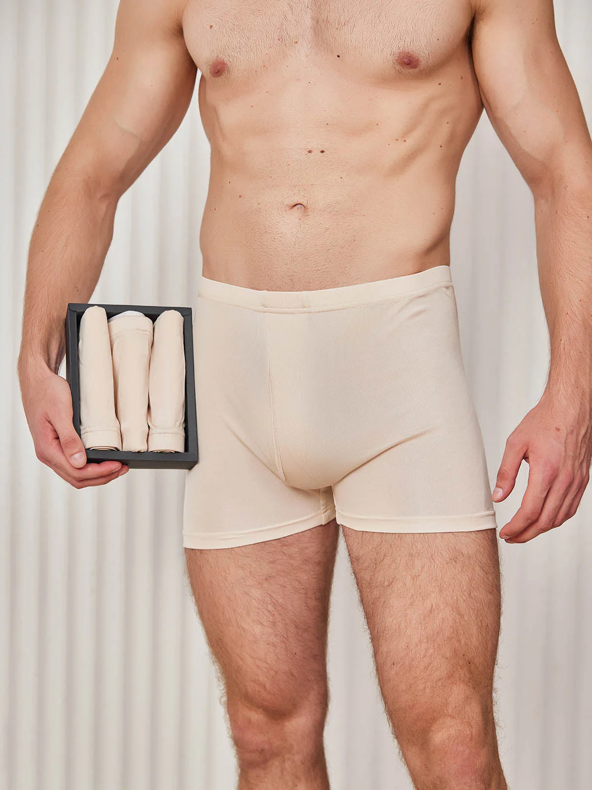 3Pcs Pure Silk Open Front Boxer Briefs for Men - Image 13