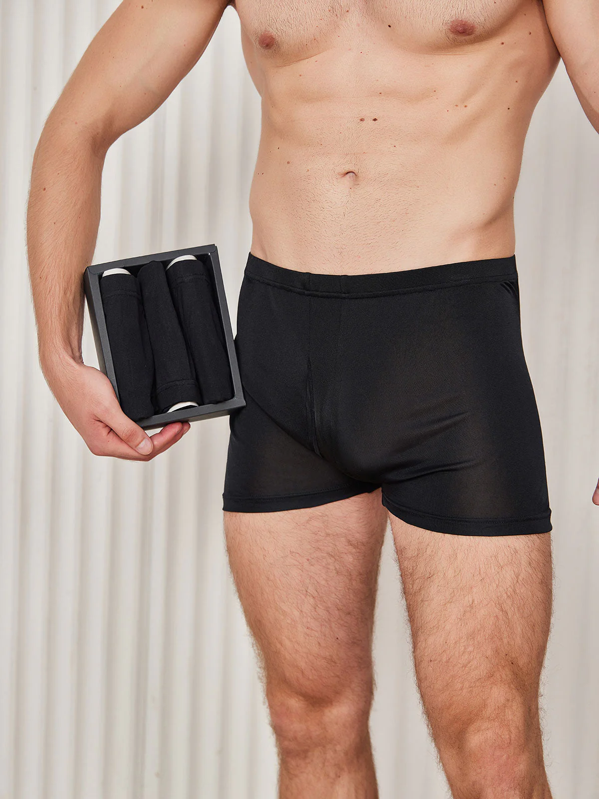 3Pcs Pure Silk Open Front Boxer Briefs for Men - Image 21