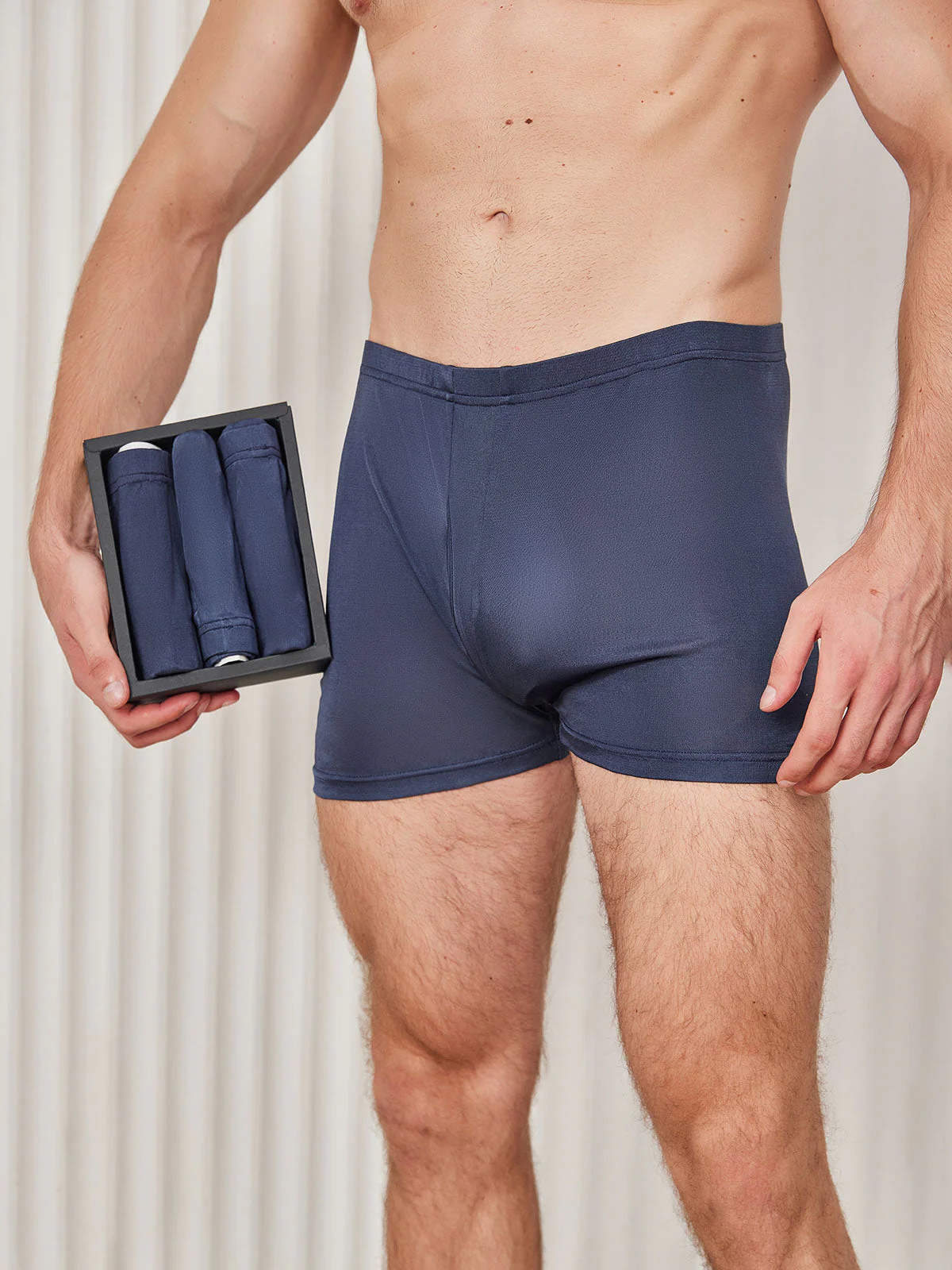 3Pcs Pure Silk Open Front Boxer Briefs for Men - Image 4