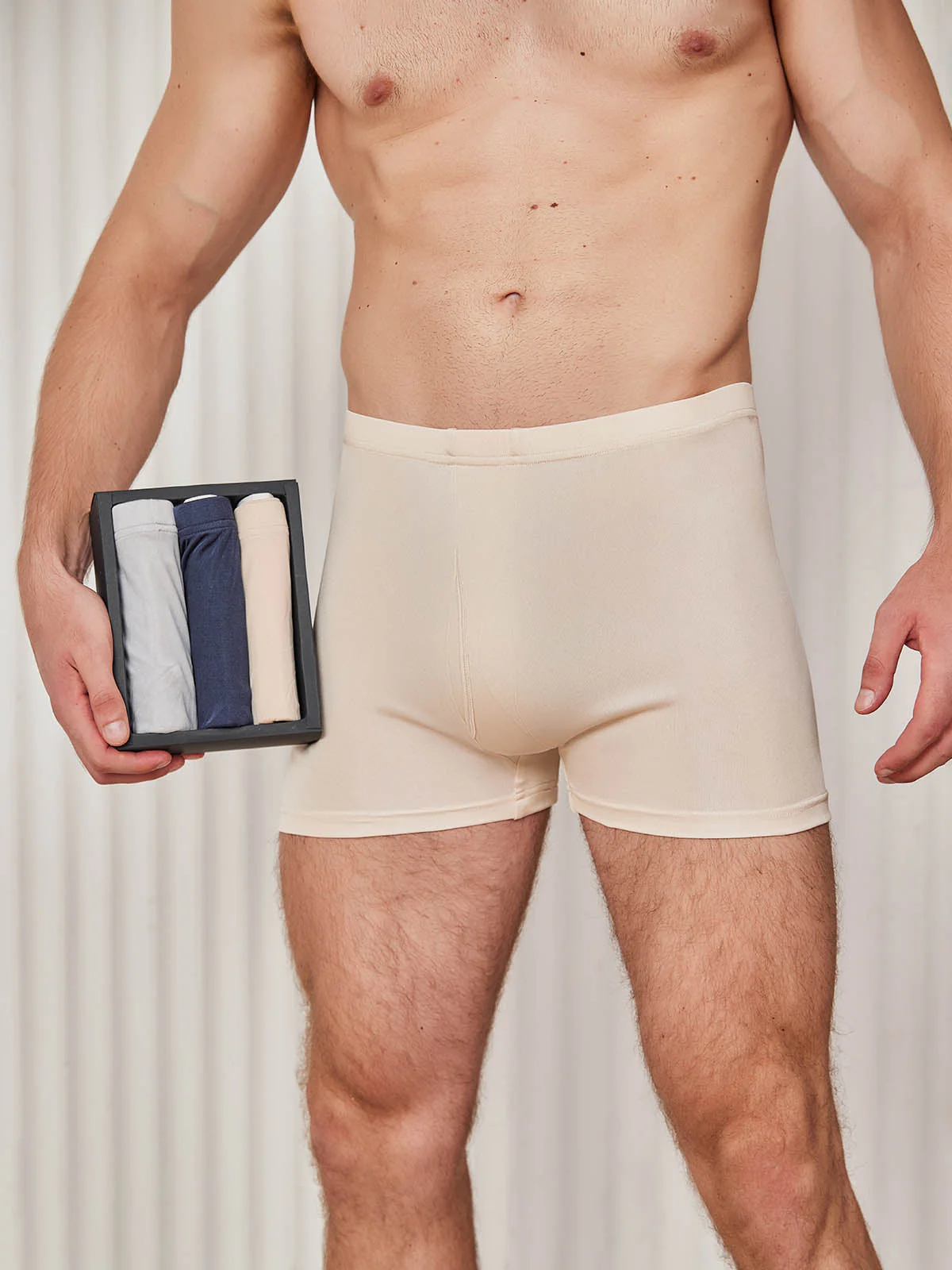 3Pcs Pure Silk Open Front Boxer Briefs for Men - Image 7