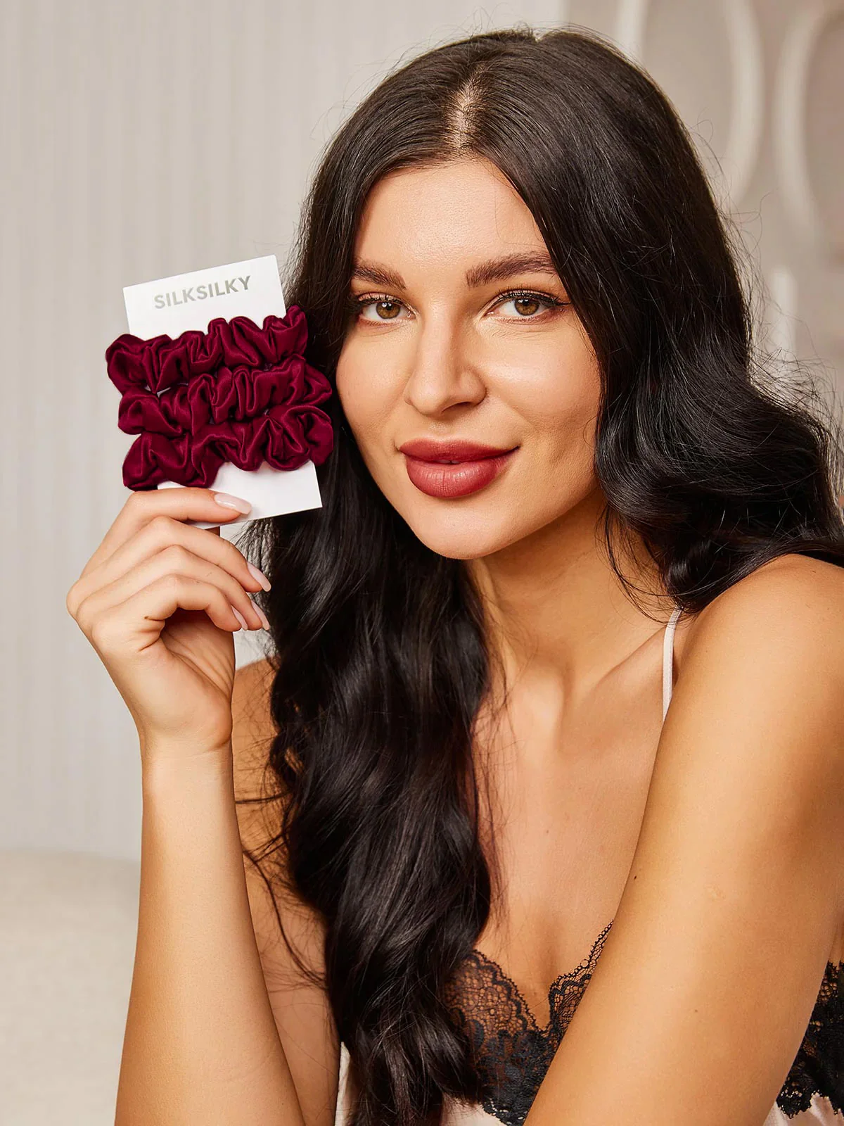 3Pcs Bundle Pure Silk Classic Hair Scrunchies - 2cm - Image 56
