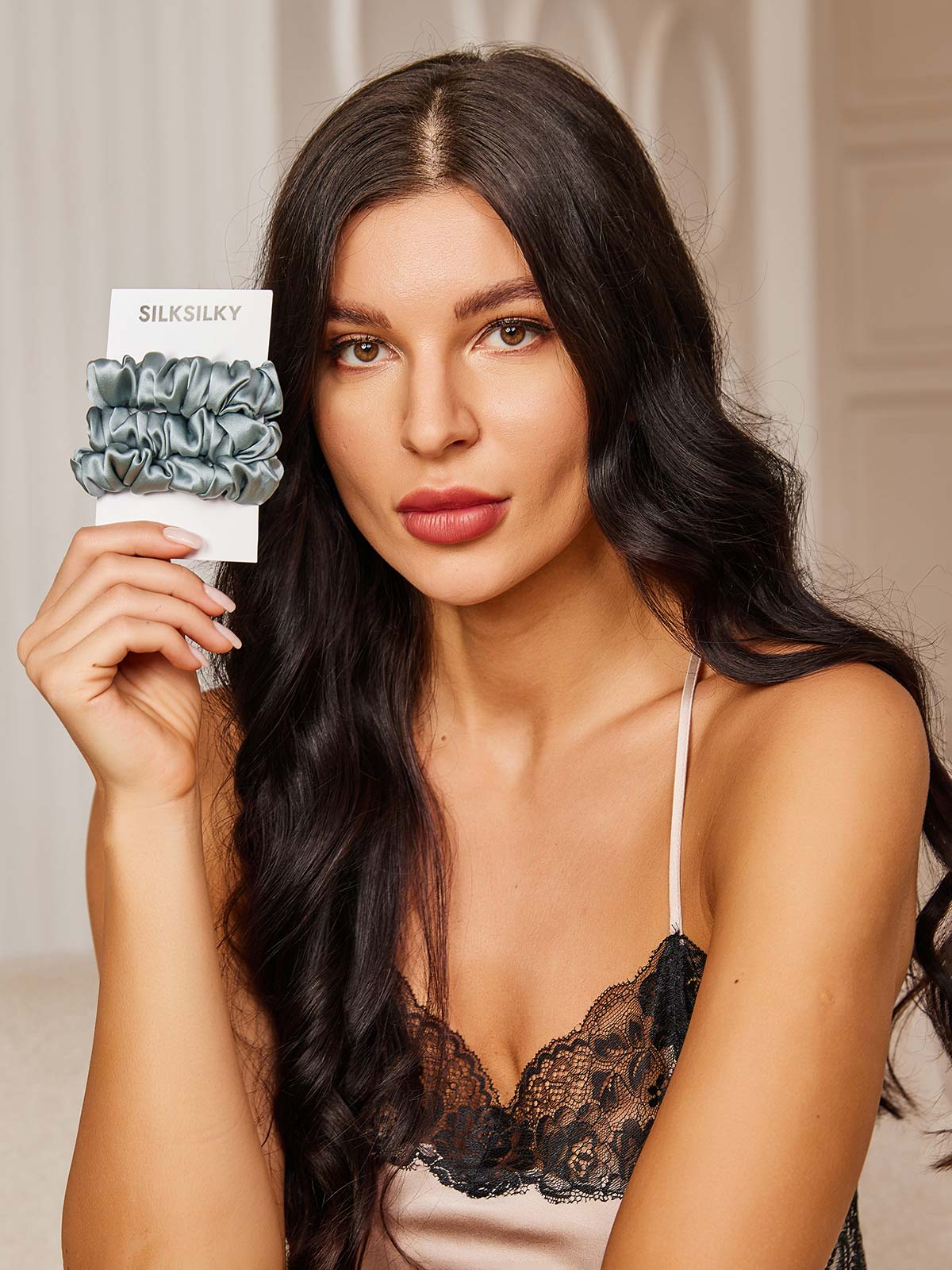 3Pcs Bundle Pure Silk Classic Hair Scrunchies - 2cm - Image 63