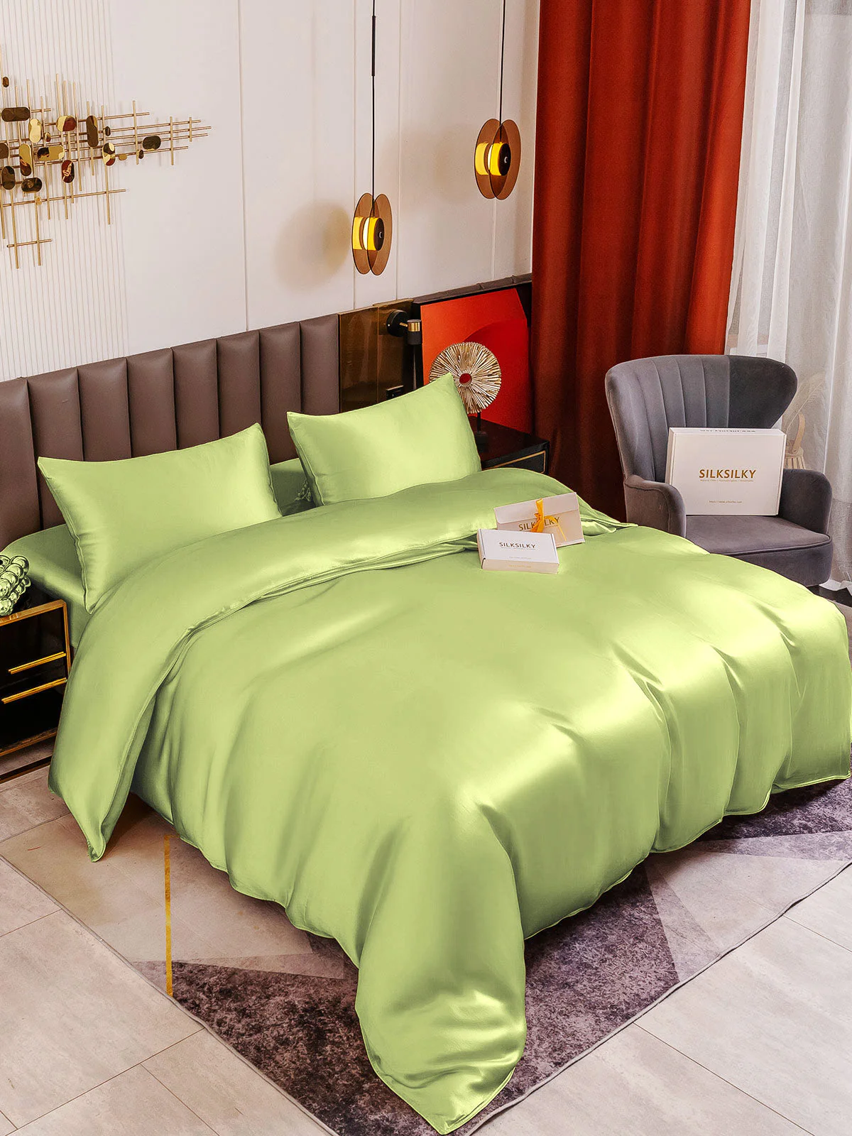 19Momme 4Pcs Silk Set Duvet Cover+Fitted Sheet+2x Pillowcases - Image 100