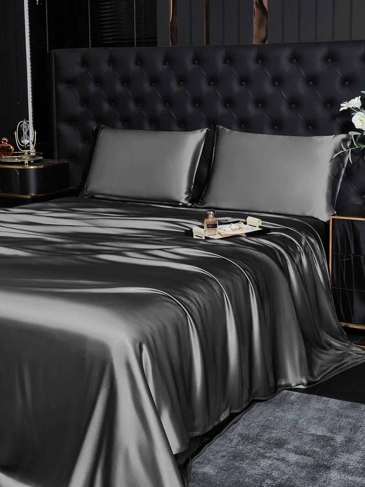 19Momme 4Pcs Silk Set Duvet Cover+Fitted Sheet+2x Pillowcases - Image 109