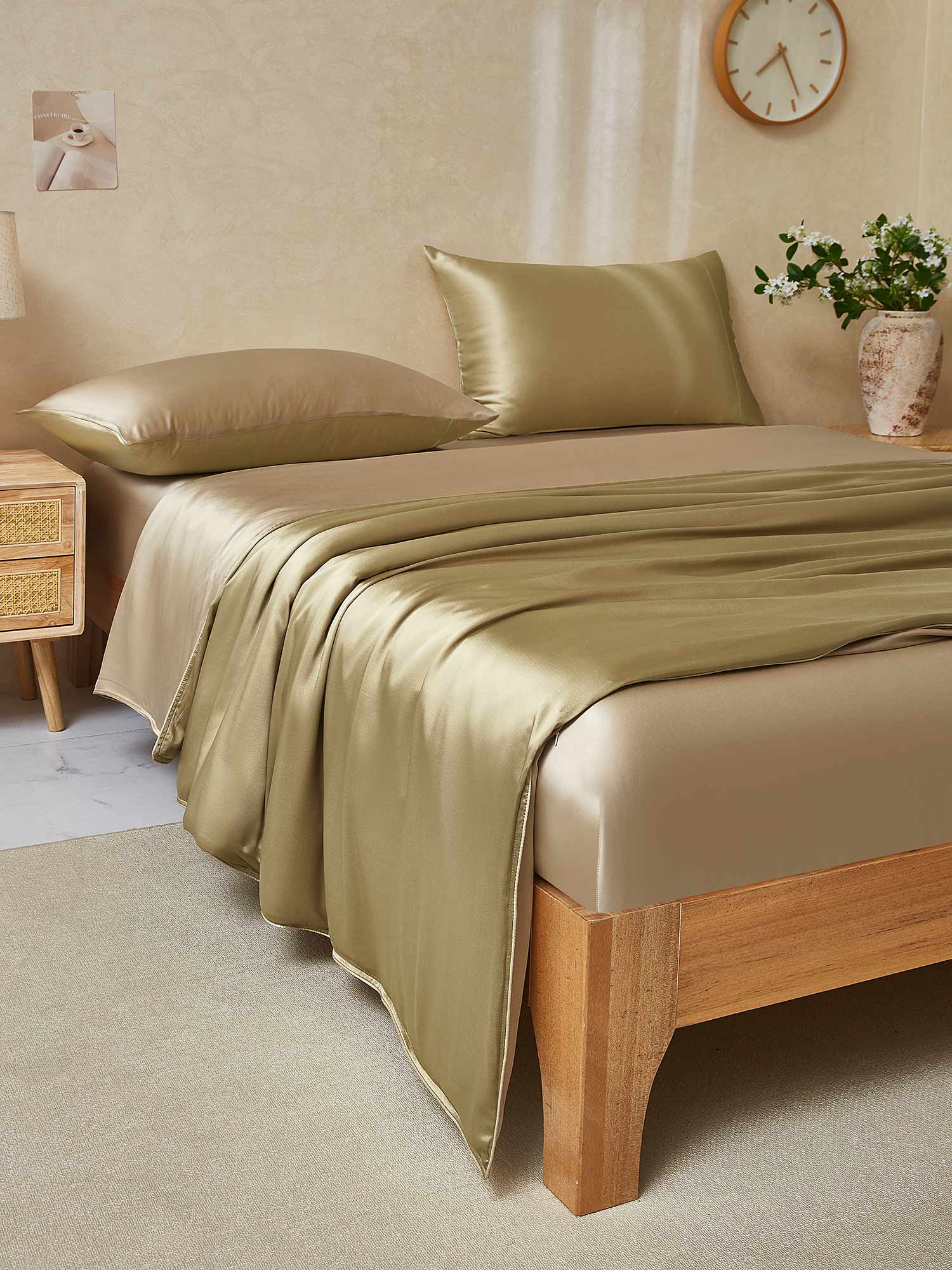19Momme 4Pcs Silk Set Duvet Cover+Fitted Sheet+2x Pillowcases - Image 112