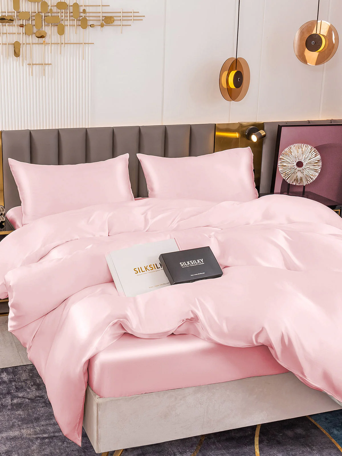 19Momme 4Pcs Silk Set Duvet Cover+Fitted Sheet+2x Pillowcases - Image 23