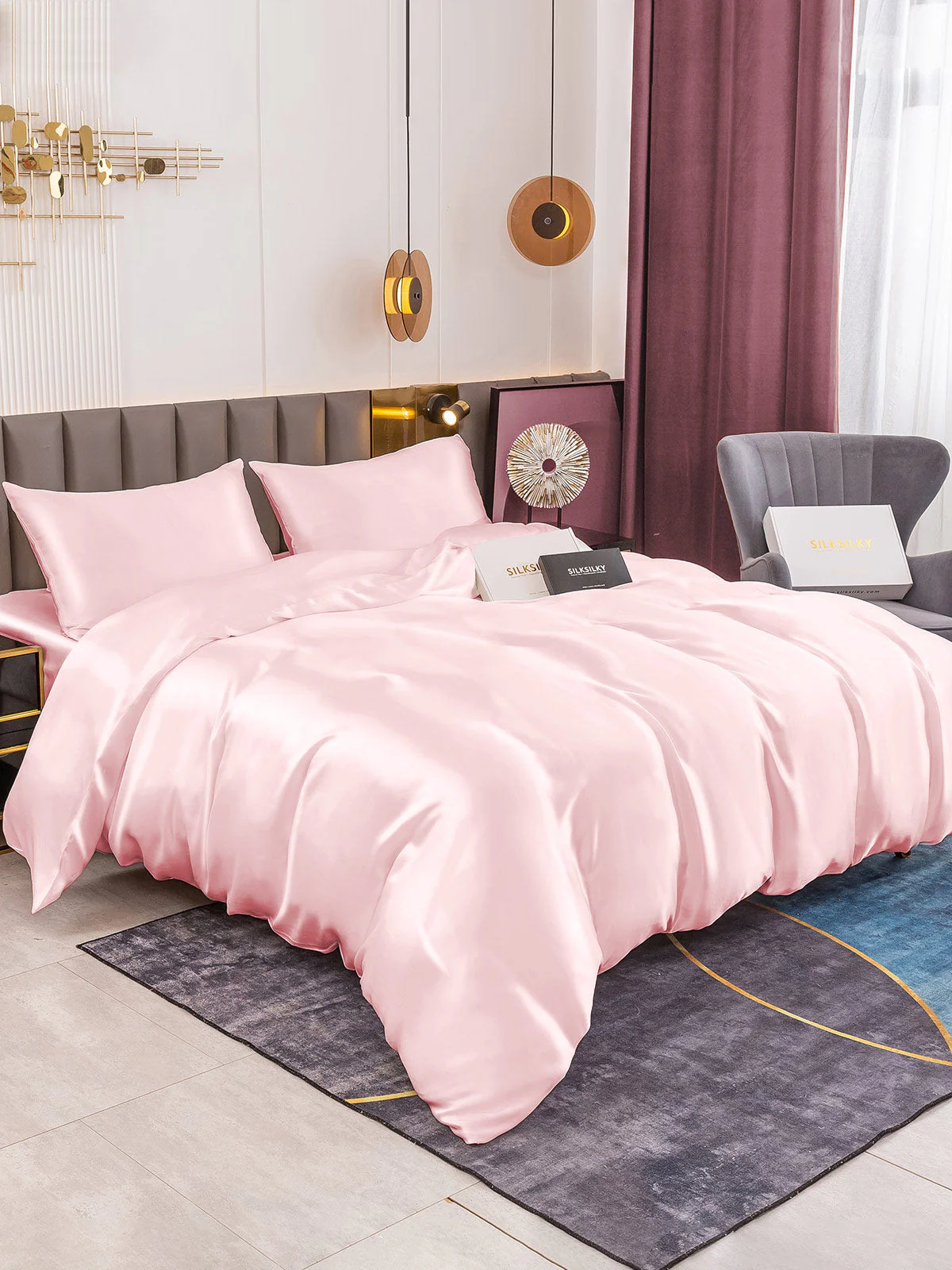 19Momme 4Pcs Silk Set Duvet Cover+Fitted Sheet+2x Pillowcases - Image 25
