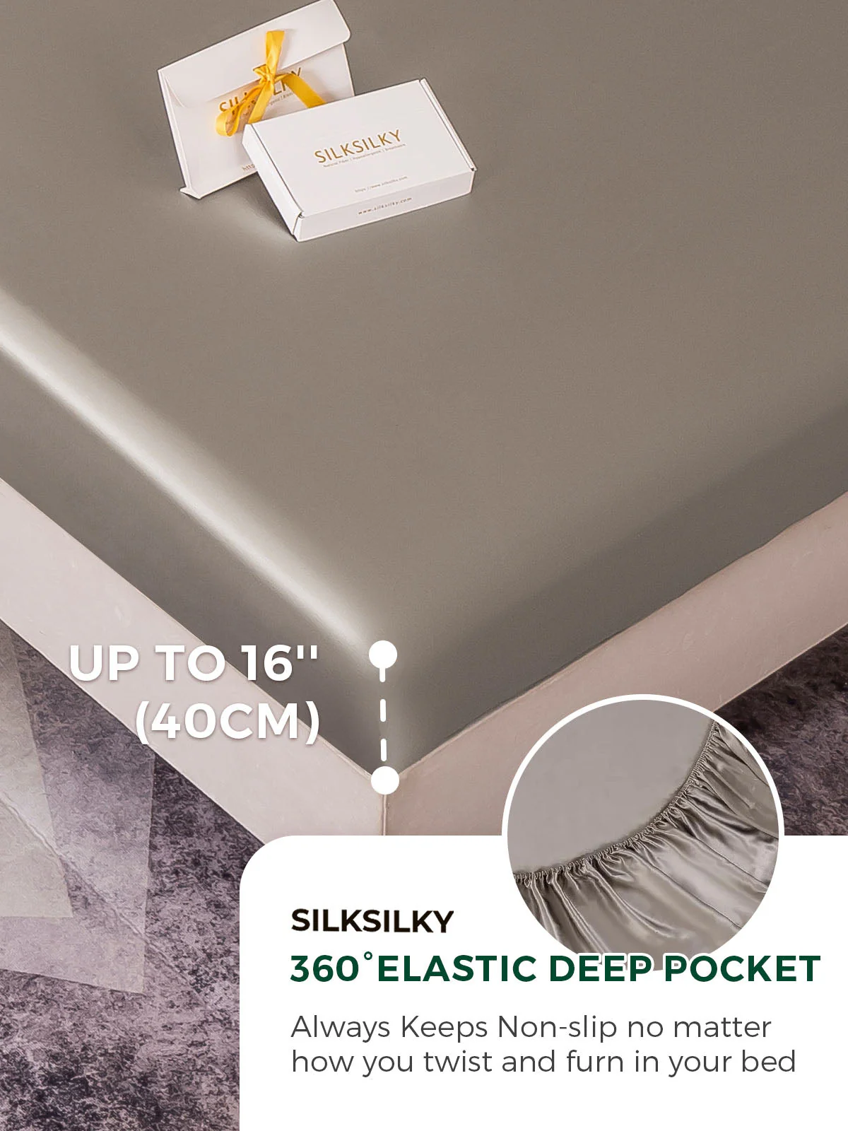 19Momme 4Pcs Silk Set Duvet Cover+Fitted Sheet+2x Pillowcases - Image 43