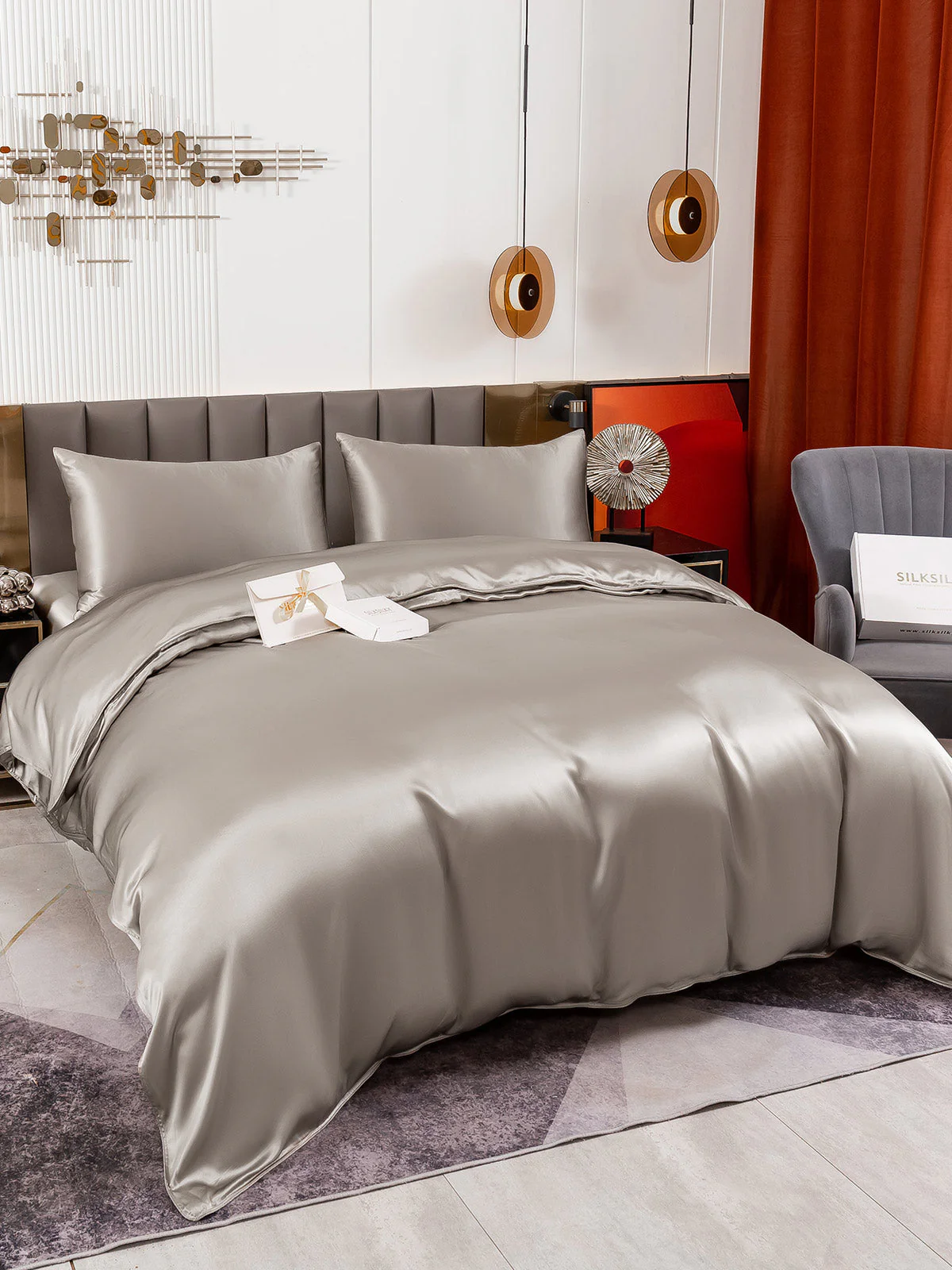 19Momme 4Pcs Silk Set Duvet Cover+Fitted Sheet+2x Pillowcases - Image 45