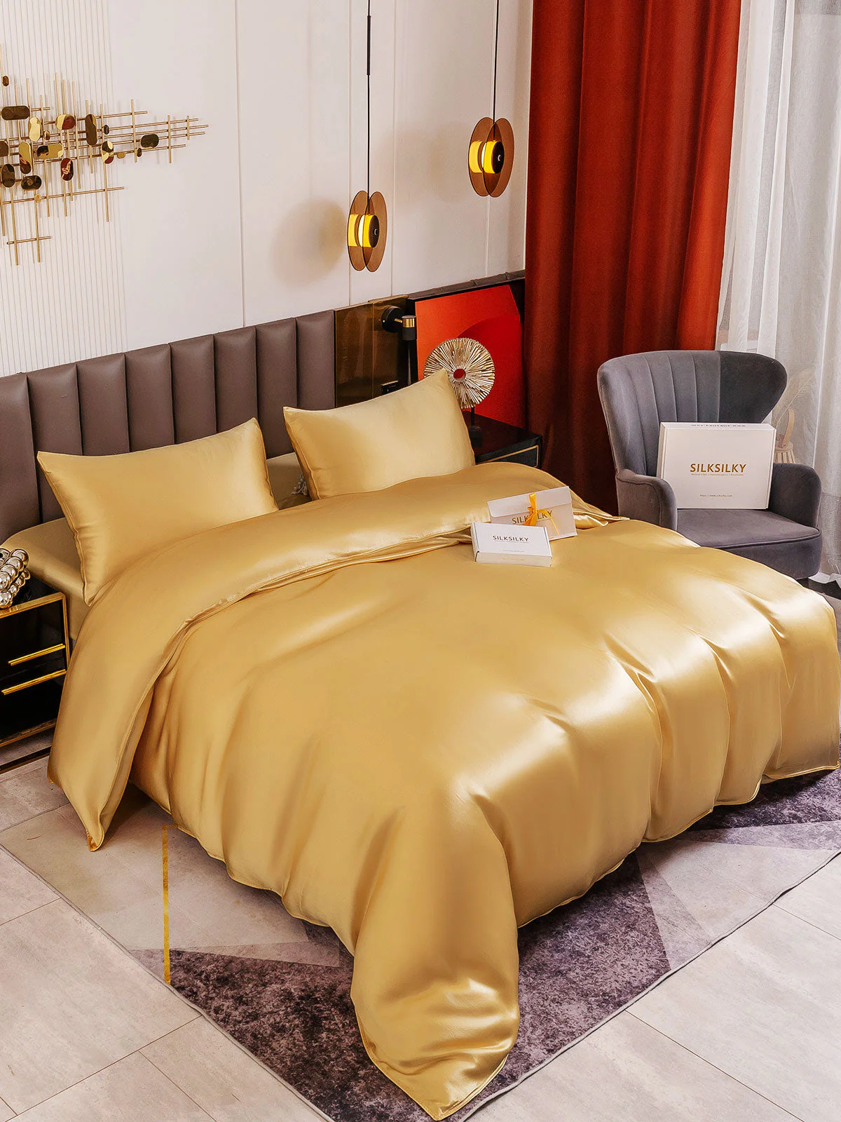 19Momme 4Pcs Silk Set Duvet Cover+Fitted Sheet+2x Pillowcases - Image 50