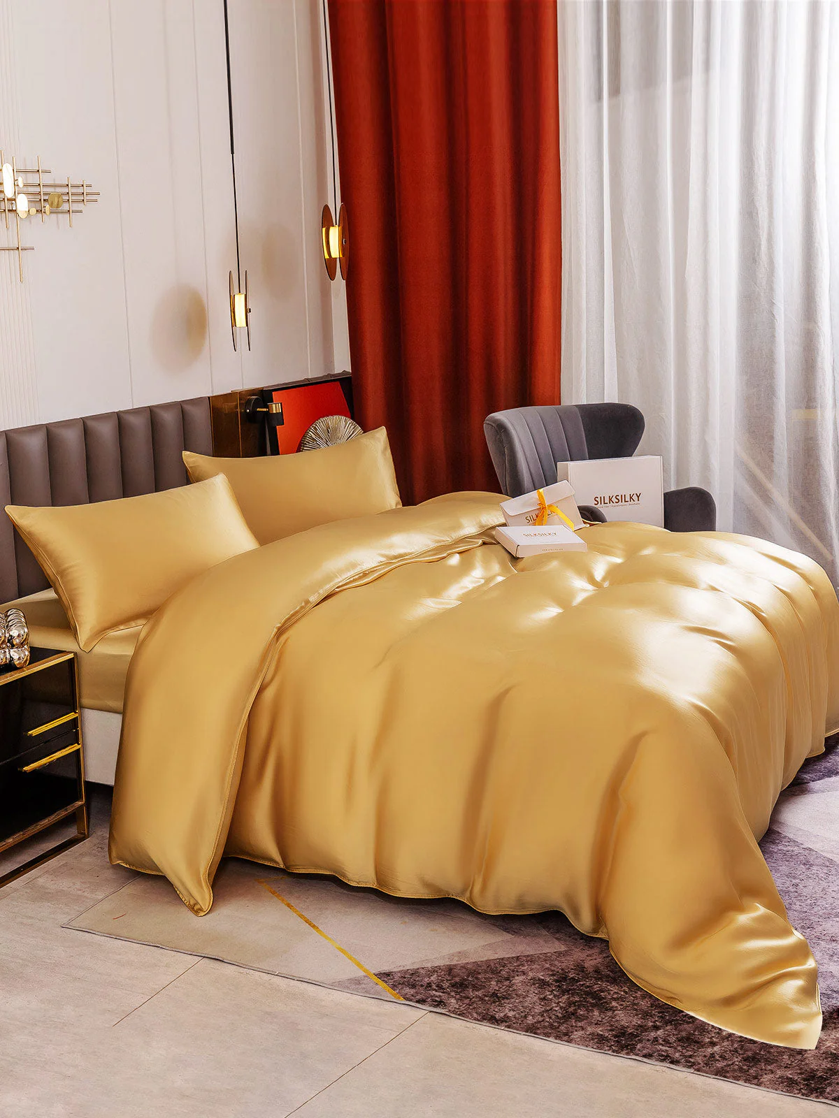 19Momme 4Pcs Silk Set Duvet Cover+Fitted Sheet+2x Pillowcases - Image 52