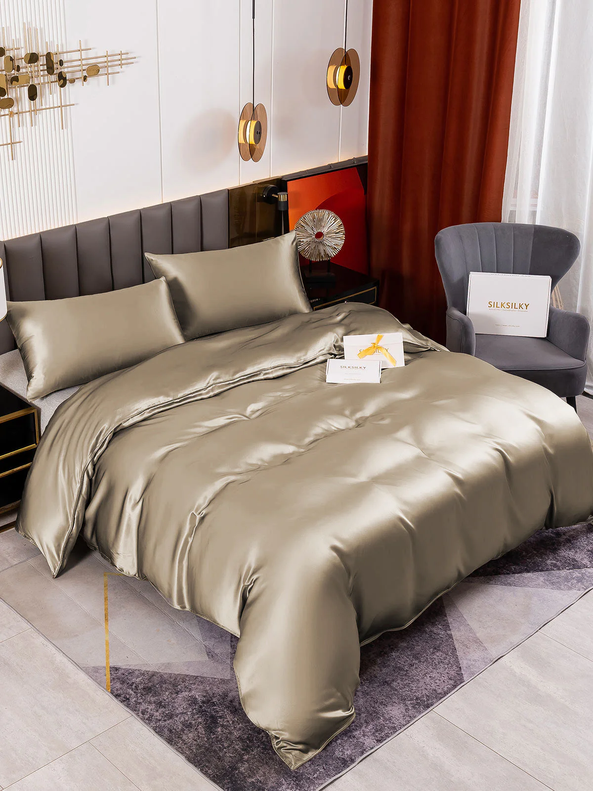 19Momme 4Pcs Silk Set Duvet Cover+Fitted Sheet+2x Pillowcases - Image 62