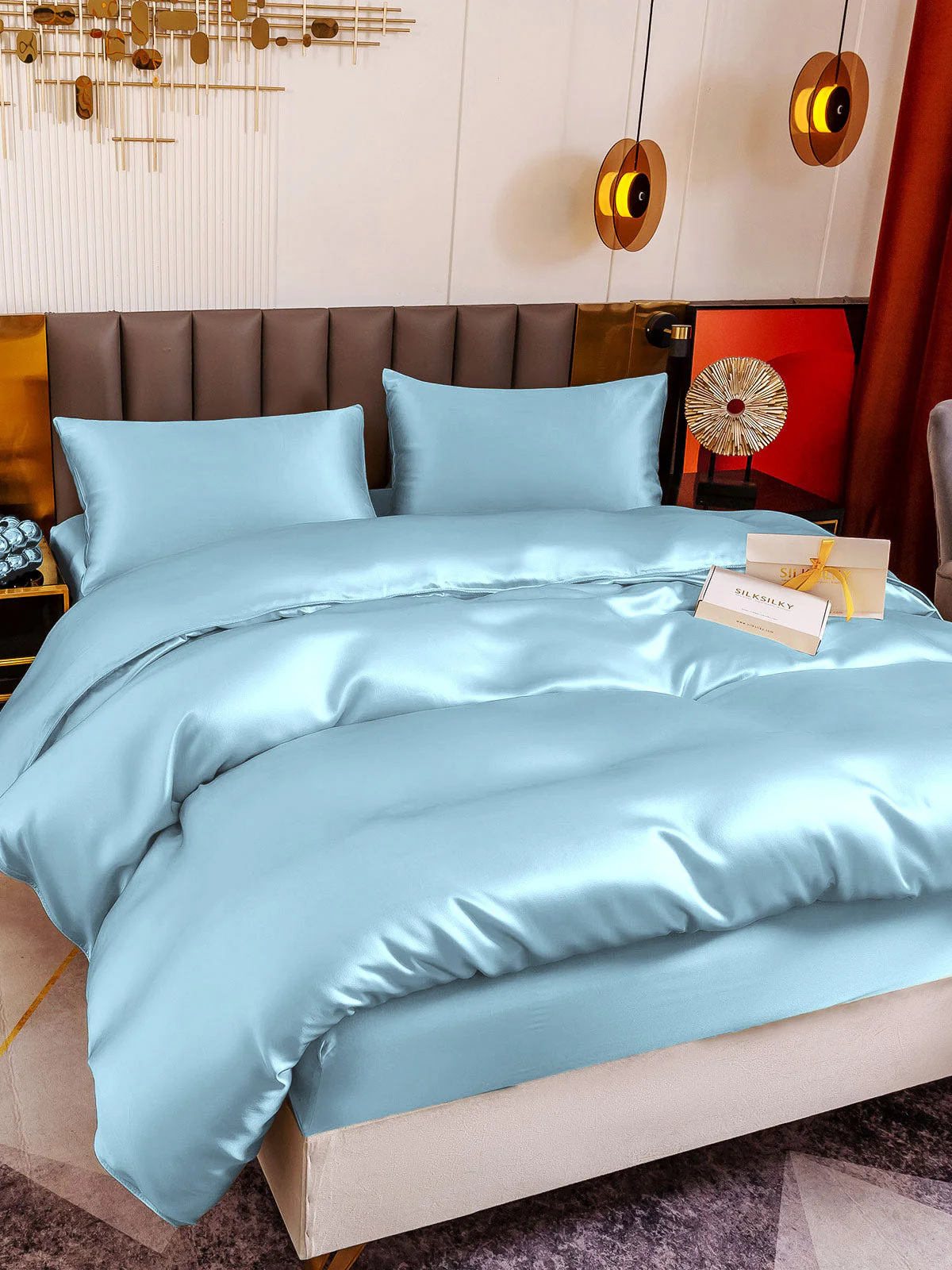 19Momme 4Pcs Silk Set Duvet Cover+Fitted Sheet+2x Pillowcases - Image 80