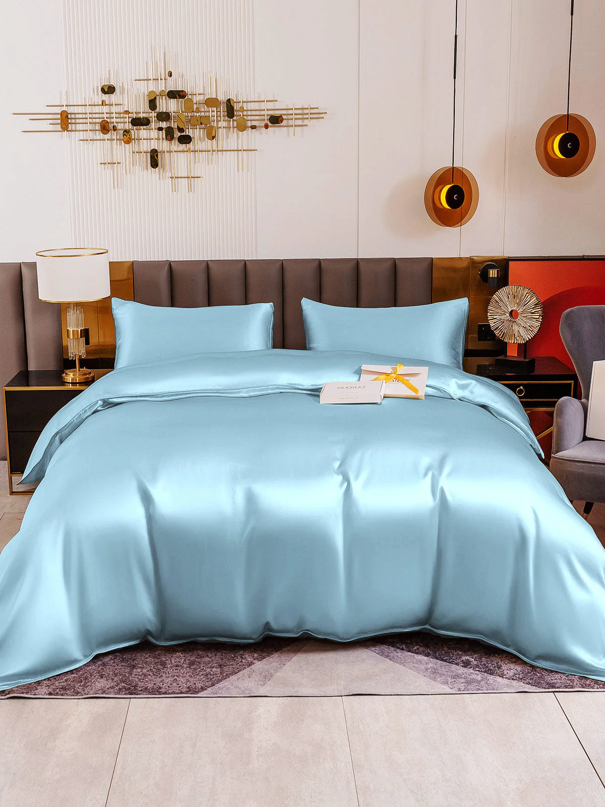 19Momme 4Pcs Silk Set Duvet Cover+Fitted Sheet+2x Pillowcases - Image 81