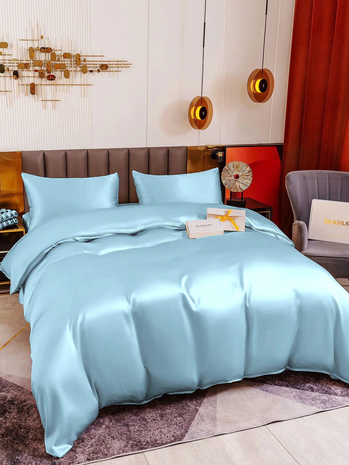 19Momme 4Pcs Silk Set Duvet Cover+Fitted Sheet+2x Pillowcases - Image 84