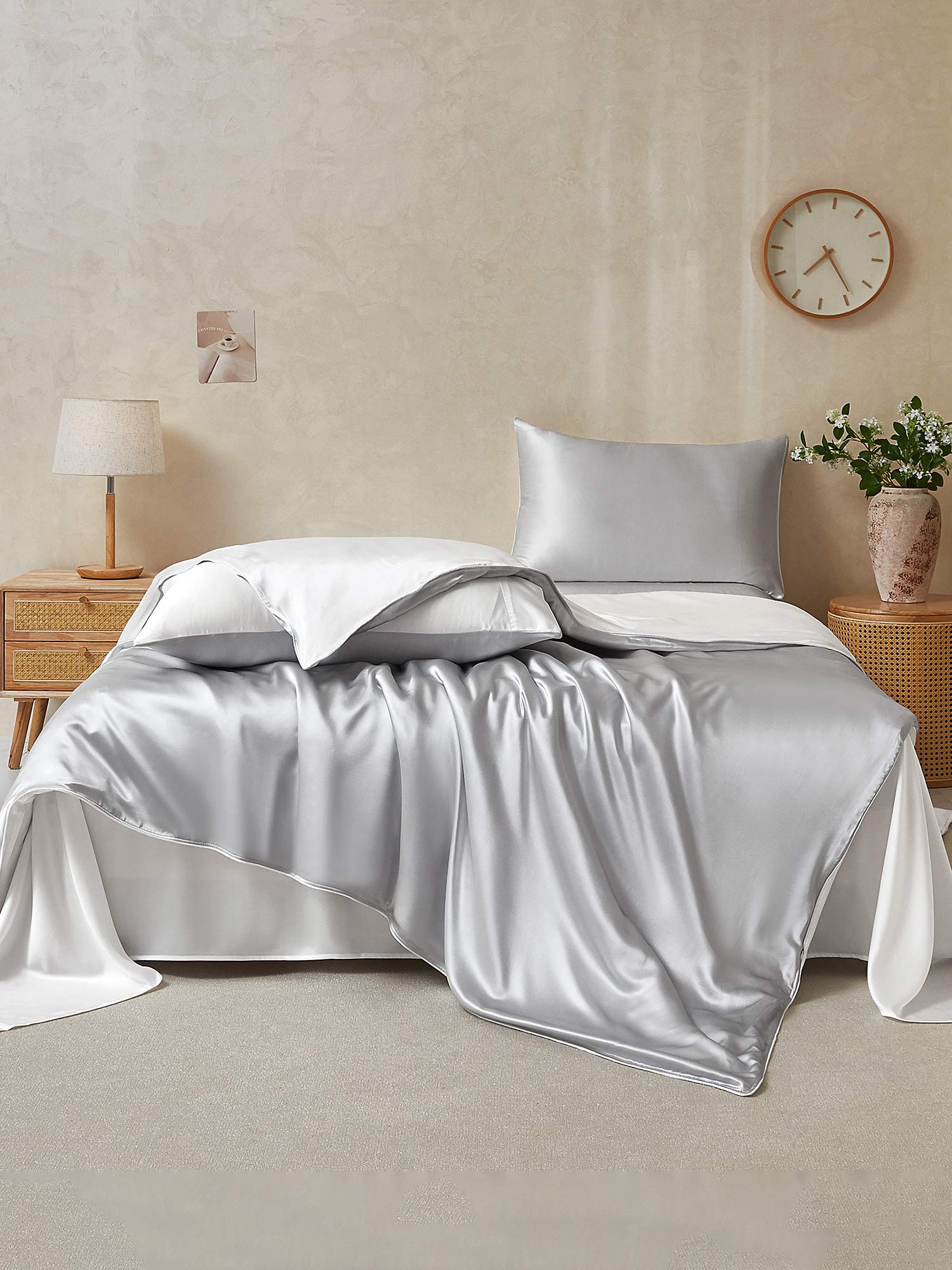 19Momme 4Pcs Silk Set Duvet Cover+Flat Sheet+2x Pillowcases - Image 100