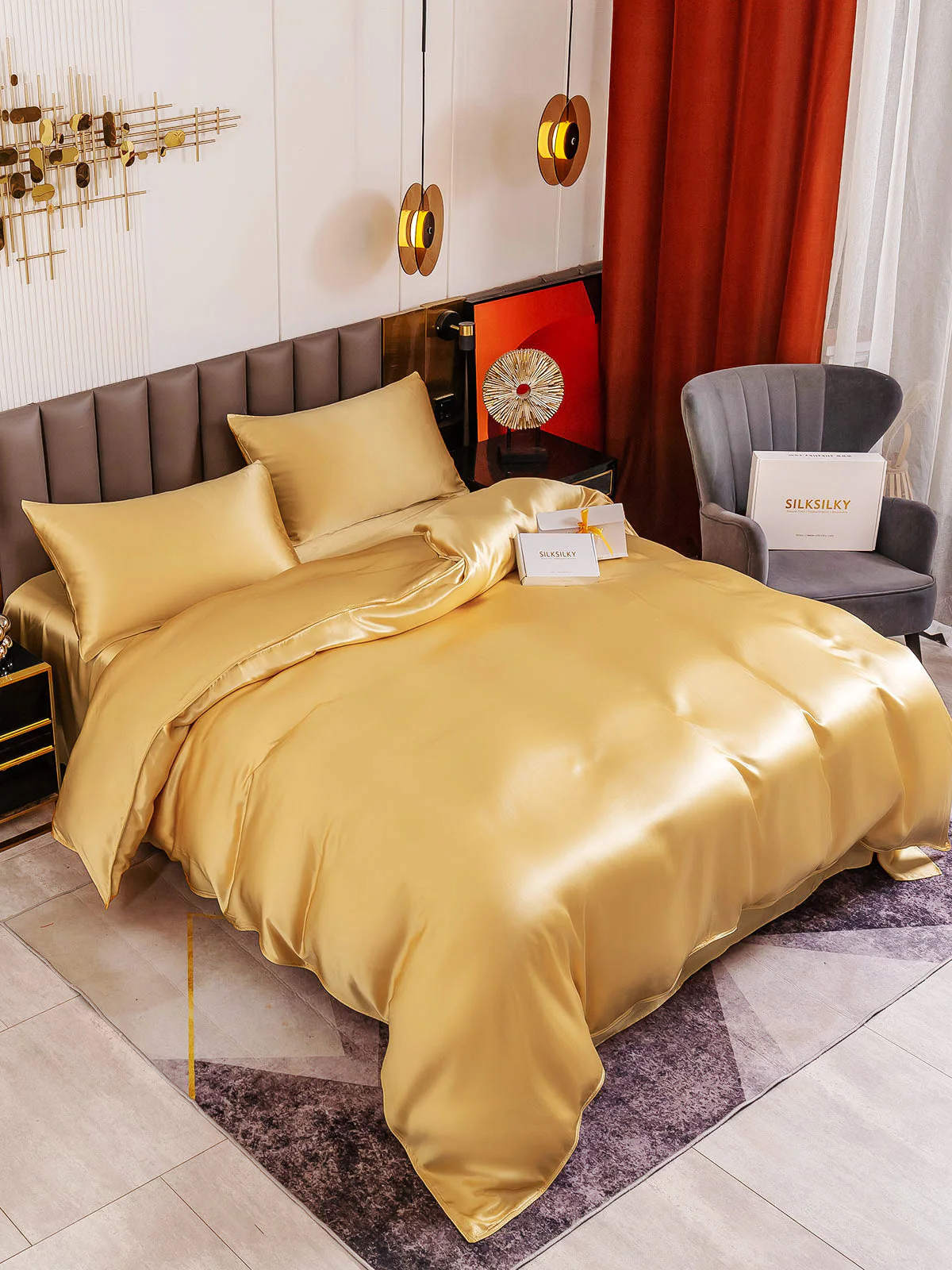 19Momme 4Pcs Silk Set Duvet Cover+Flat Sheet+2x Pillowcases - Image 3