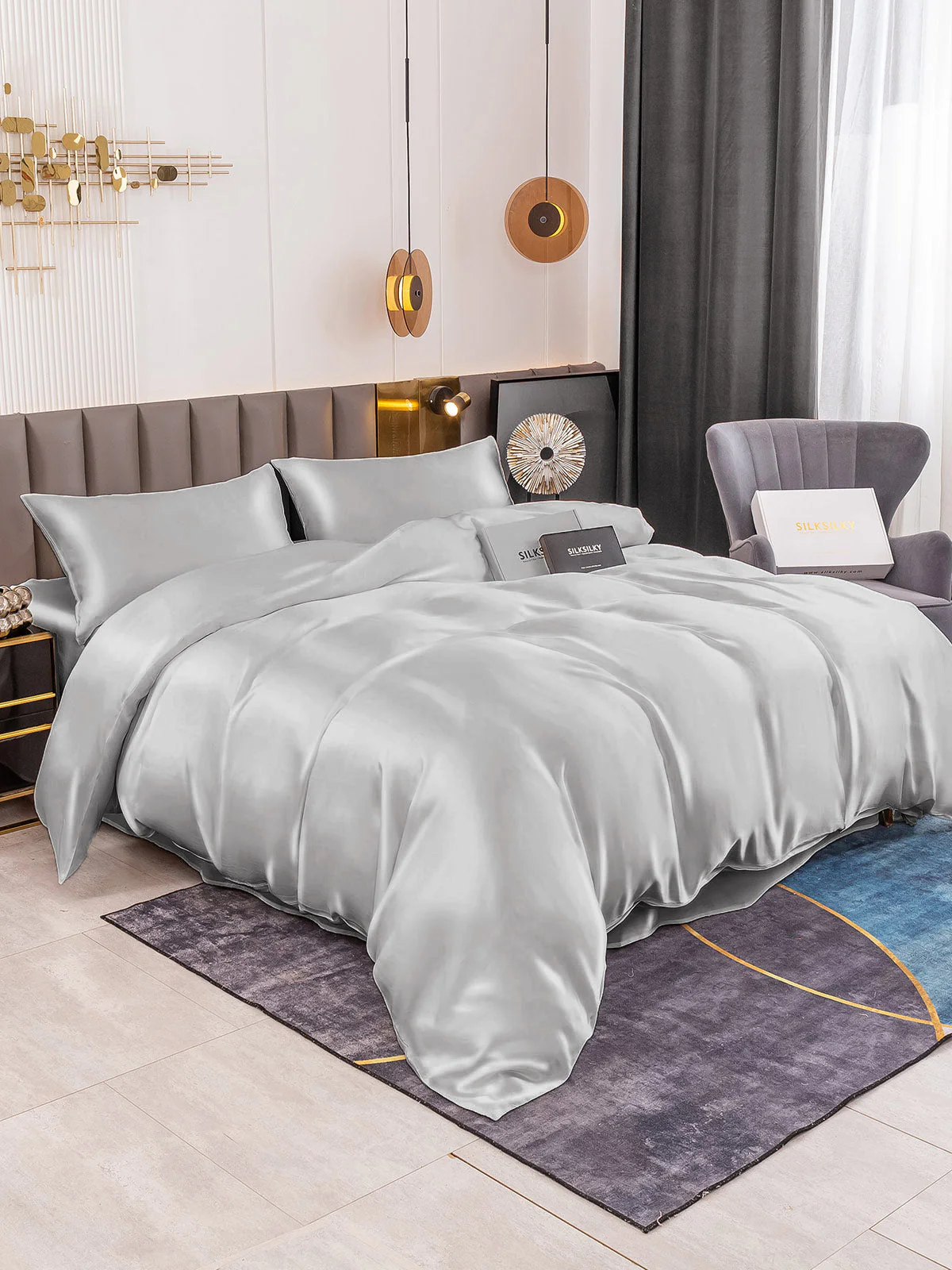 19Momme 4Pcs Silk Set Duvet Cover+Flat Sheet+2x Pillowcases - Image 33