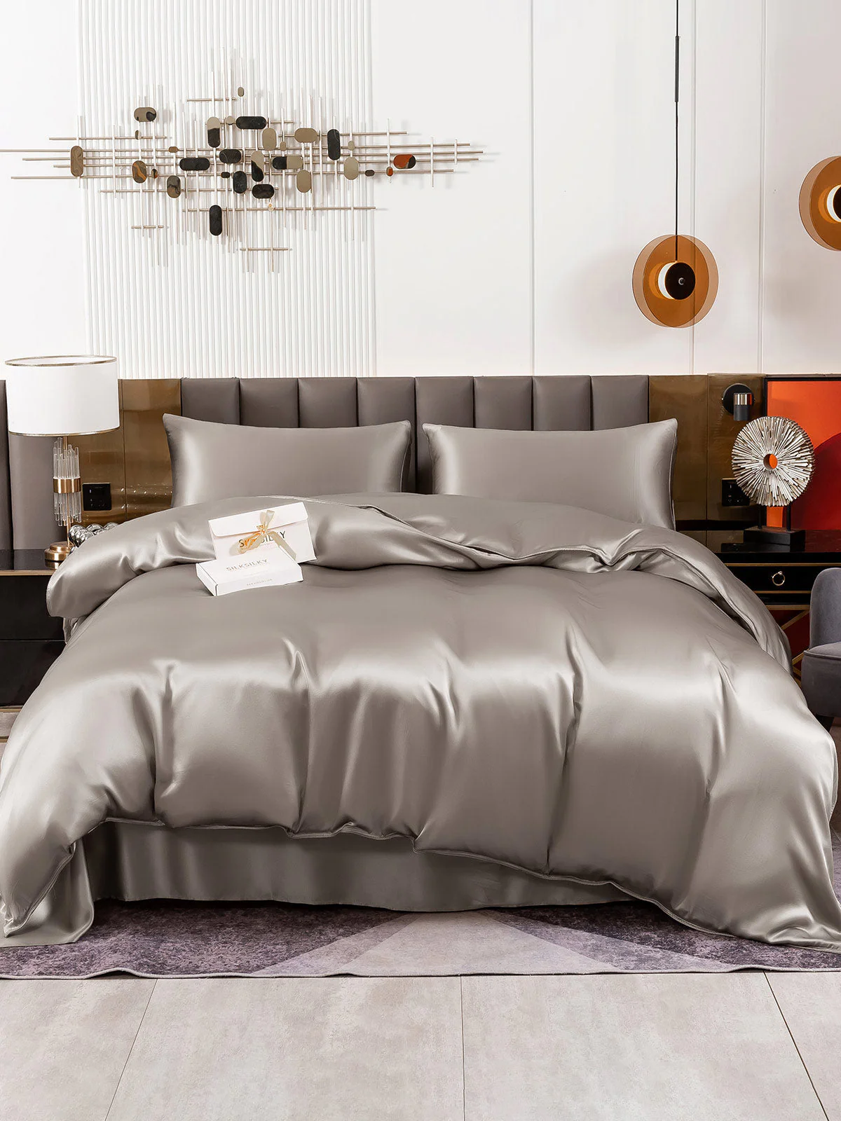 19Momme 4Pcs Silk Set Duvet Cover+Flat Sheet+2x Pillowcases - Image 39