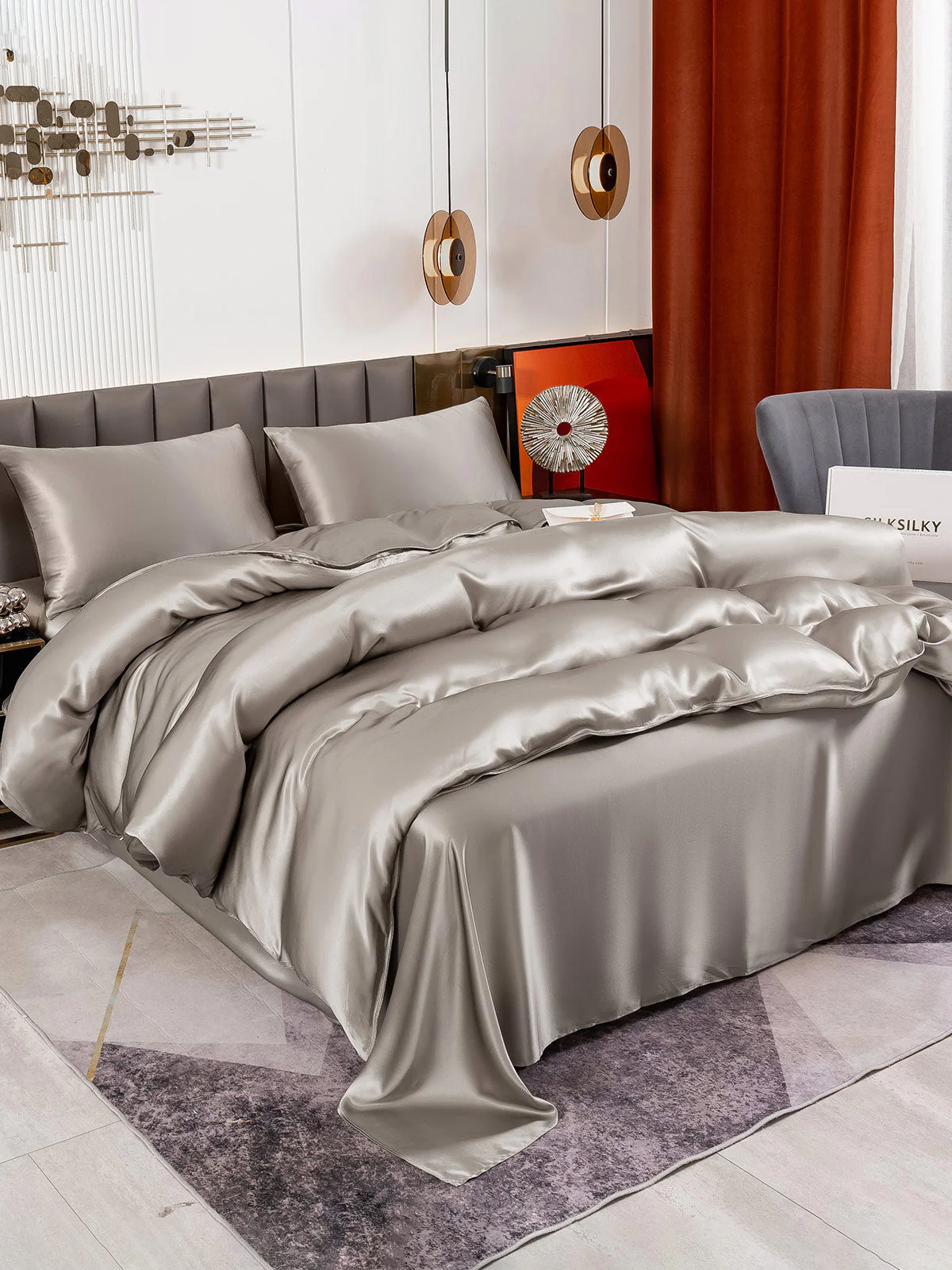 19Momme 4Pcs Silk Set Duvet Cover+Flat Sheet+2x Pillowcases - Image 40