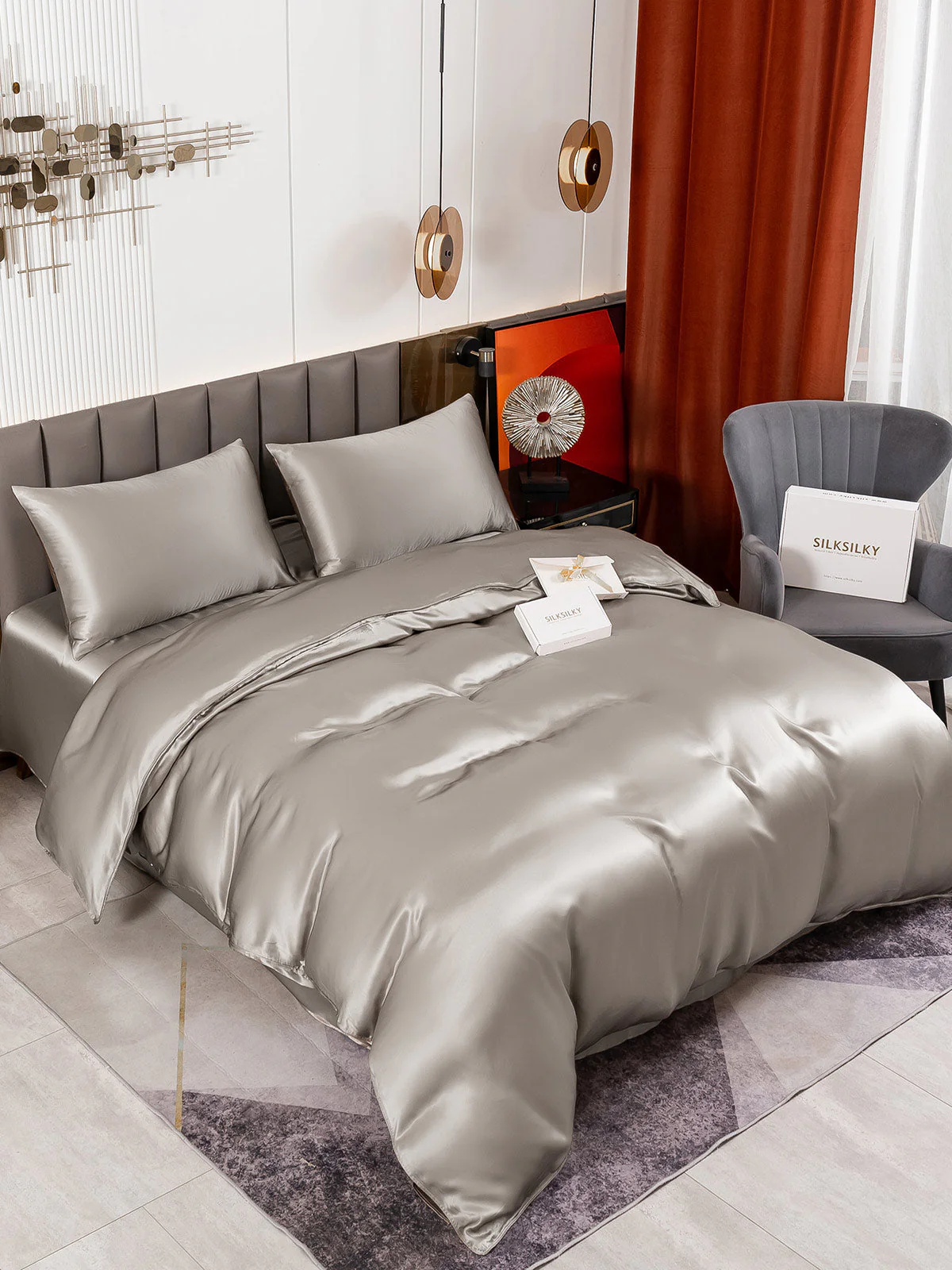 19Momme 4Pcs Silk Set Duvet Cover+Flat Sheet+2x Pillowcases - Image 41