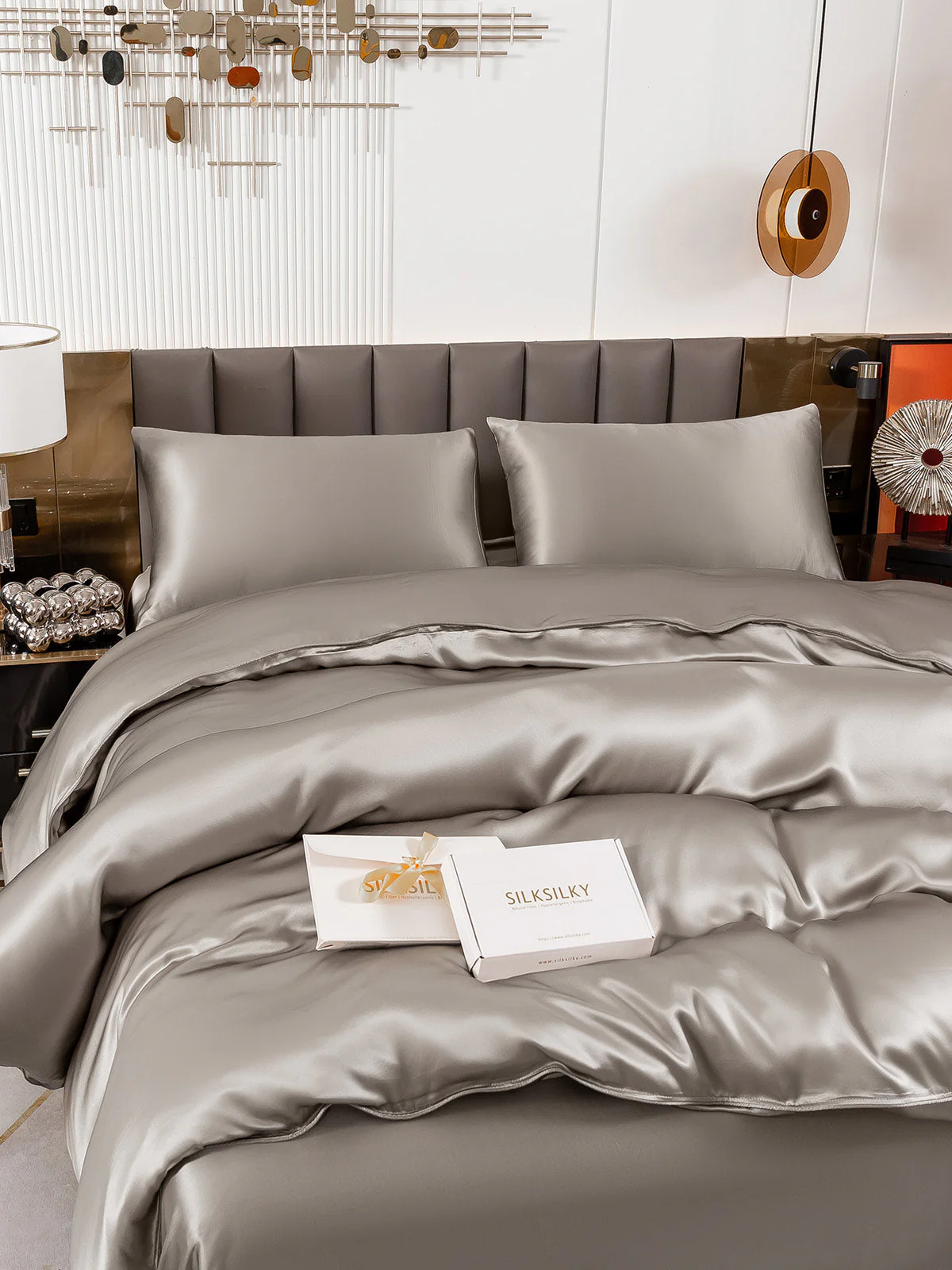 19Momme 4Pcs Silk Set Duvet Cover+Flat Sheet+2x Pillowcases - Image 42