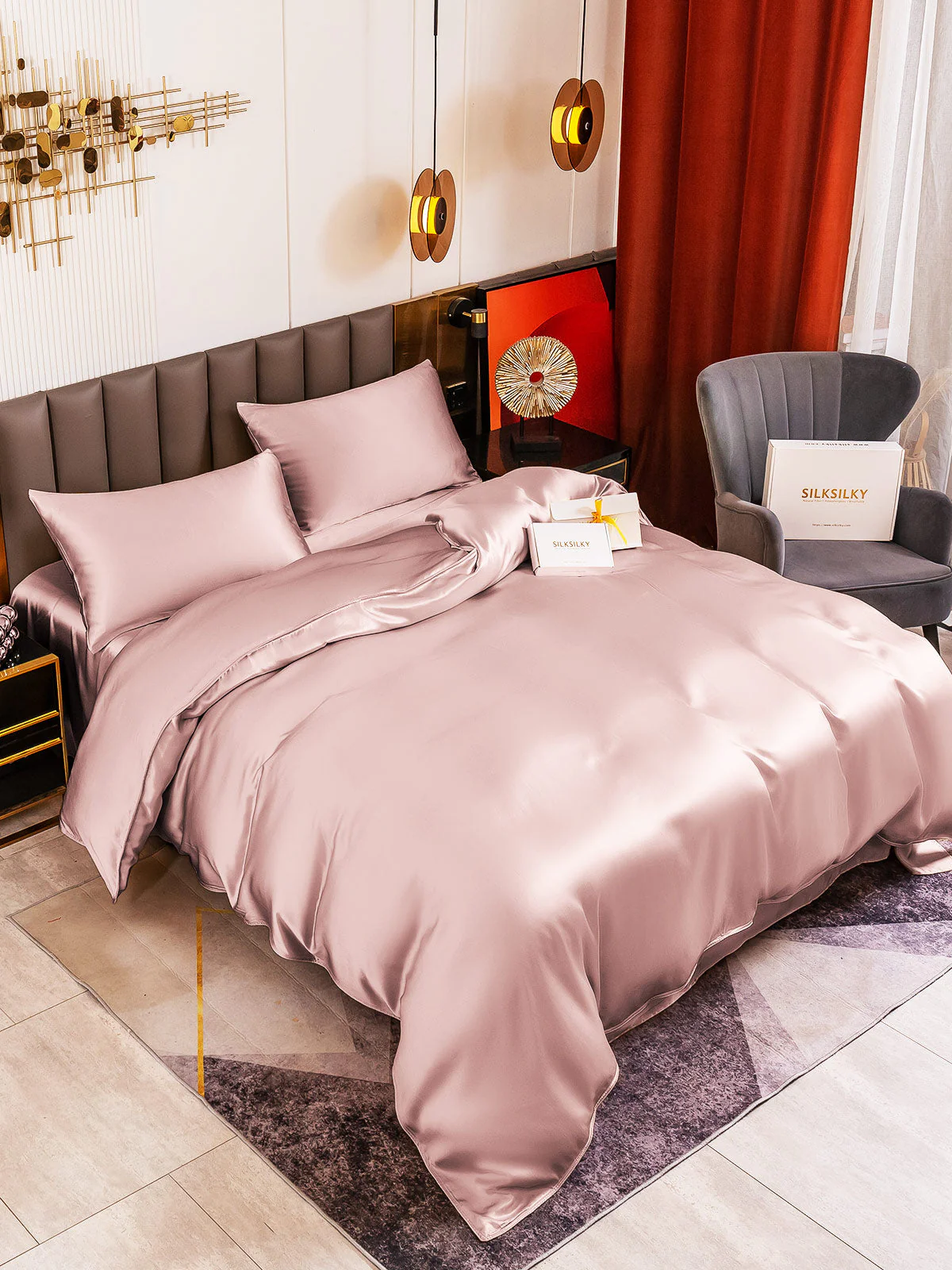 19Momme 4Pcs Silk Set Duvet Cover+Flat Sheet+2x Pillowcases - Image 44