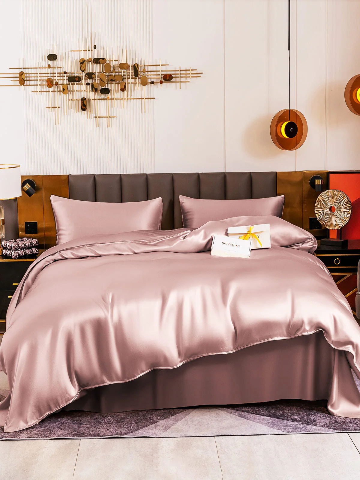 19Momme 4Pcs Silk Set Duvet Cover+Flat Sheet+2x Pillowcases - Image 45