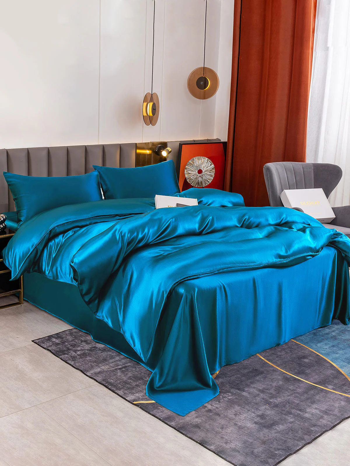 19Momme 4Pcs Silk Set Duvet Cover+Flat Sheet+2x Pillowcases - Image 54
