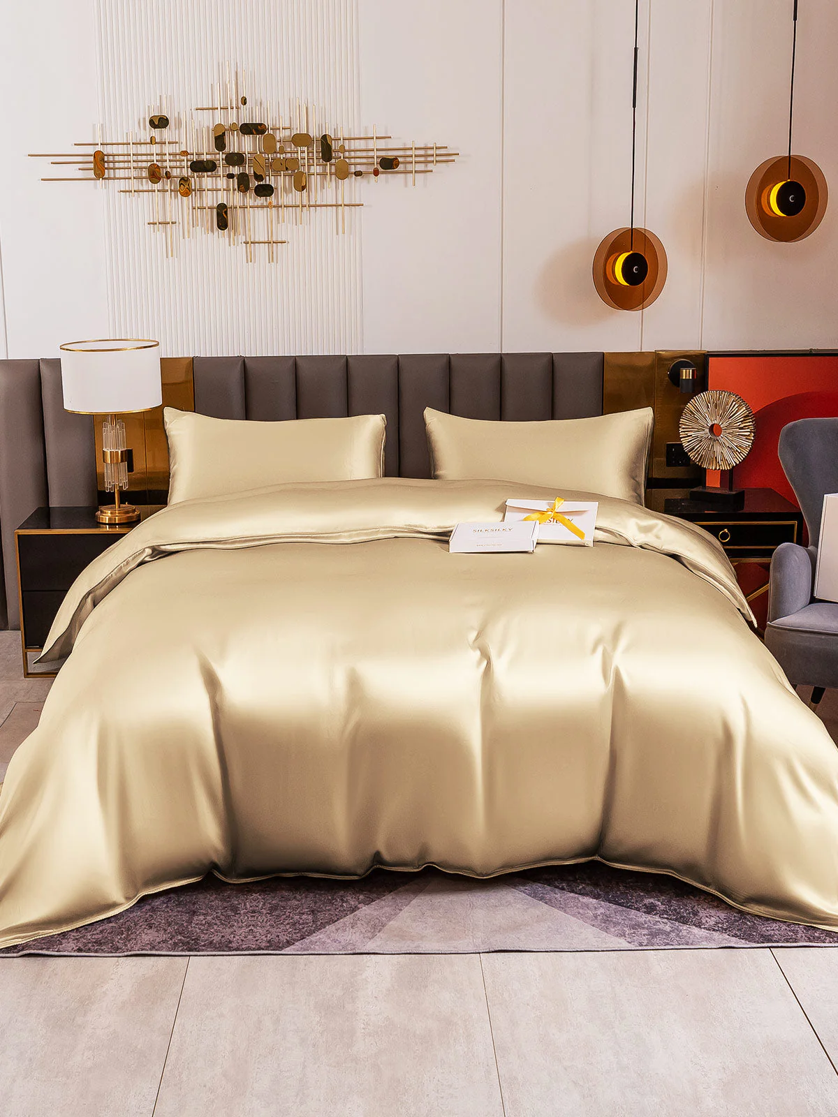 19Momme 4Pcs Silk Set Duvet Cover+Flat Sheet+2x Pillowcases - Image 74