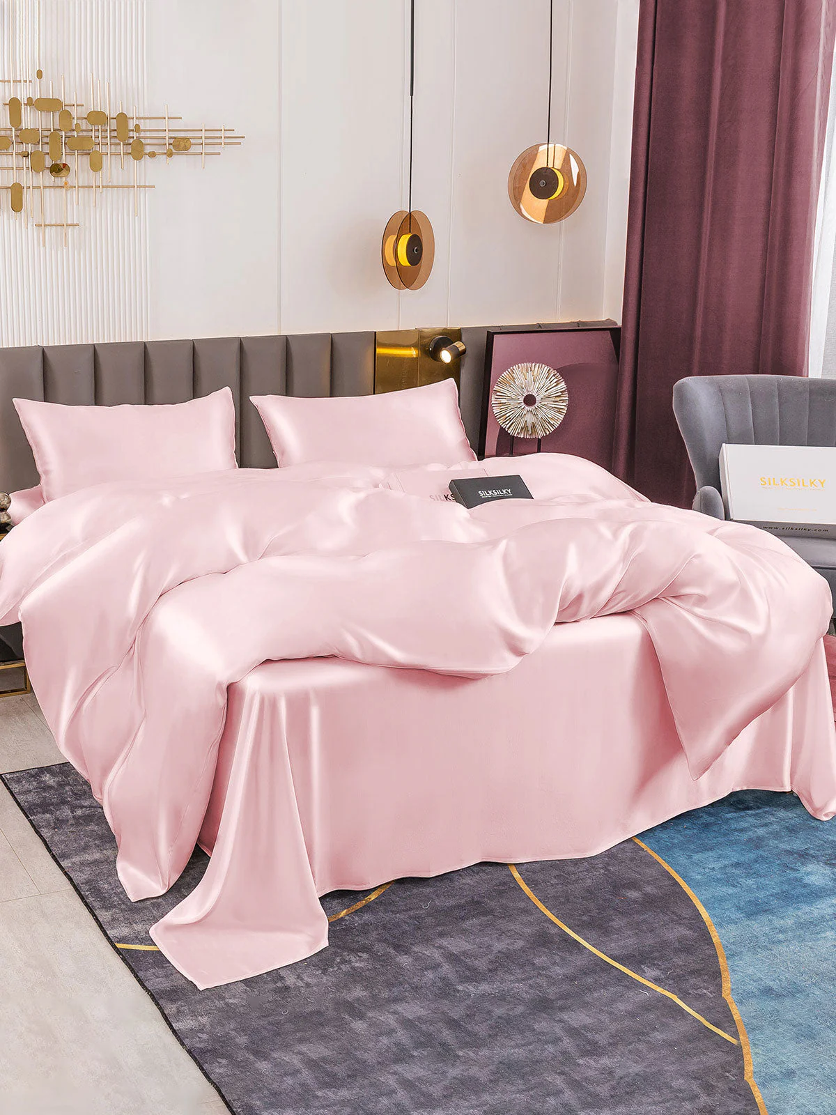 19Momme 4Pcs Silk Set Duvet Cover+Flat Sheet+2x Pillowcases - Image 8