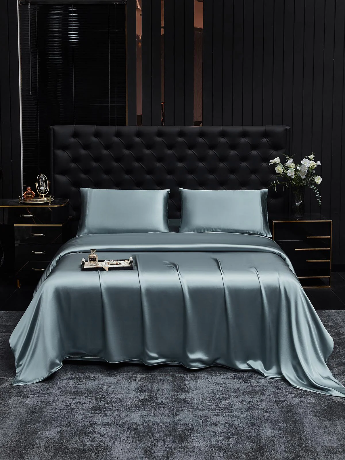 19Momme 4Pcs Silk Set Duvet Cover+Flat Sheet+2x Pillowcases - Image 85